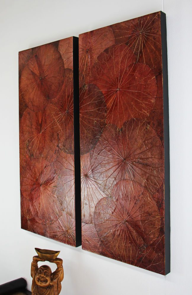 90 x 40 Lotus Leaf Art Rustic Red 4 90 x 40 Lotus Leaf Art Rustic Red