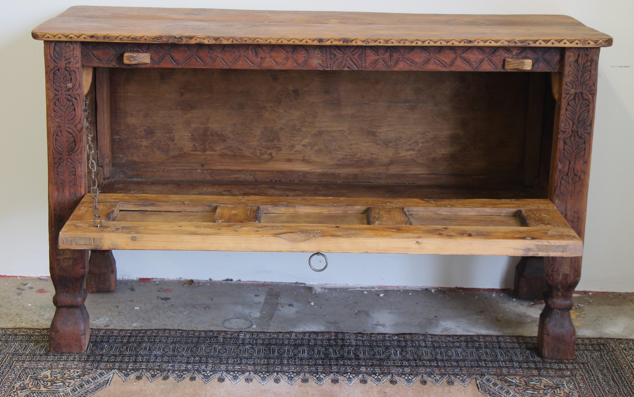 Antique Cedar Chest With Hand Carving -7
