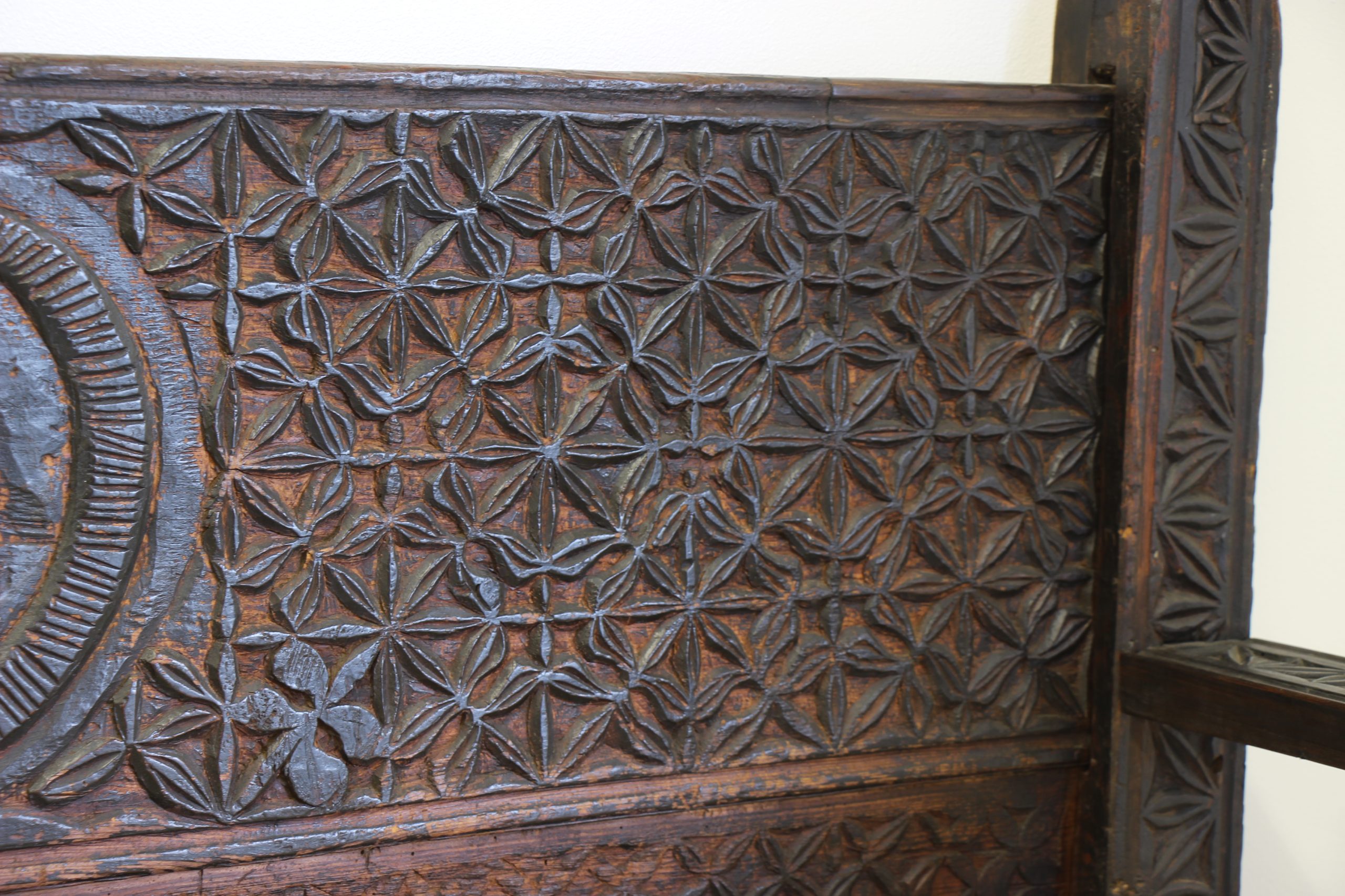 Antique Cedar Hand Carved Swat Valley Bench seat-6