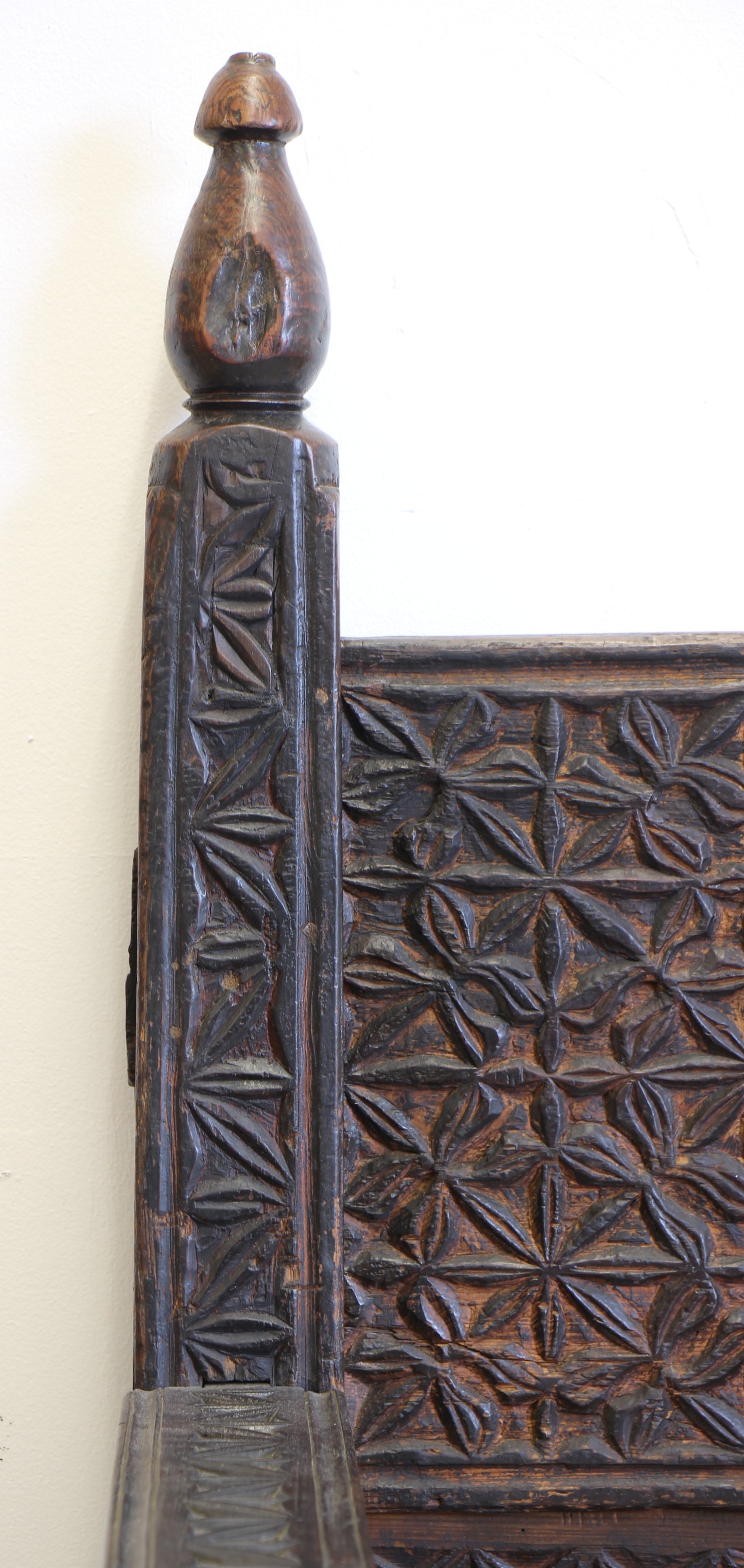 Antique Cedar Hand Carved Swat Valley Bench seat-8