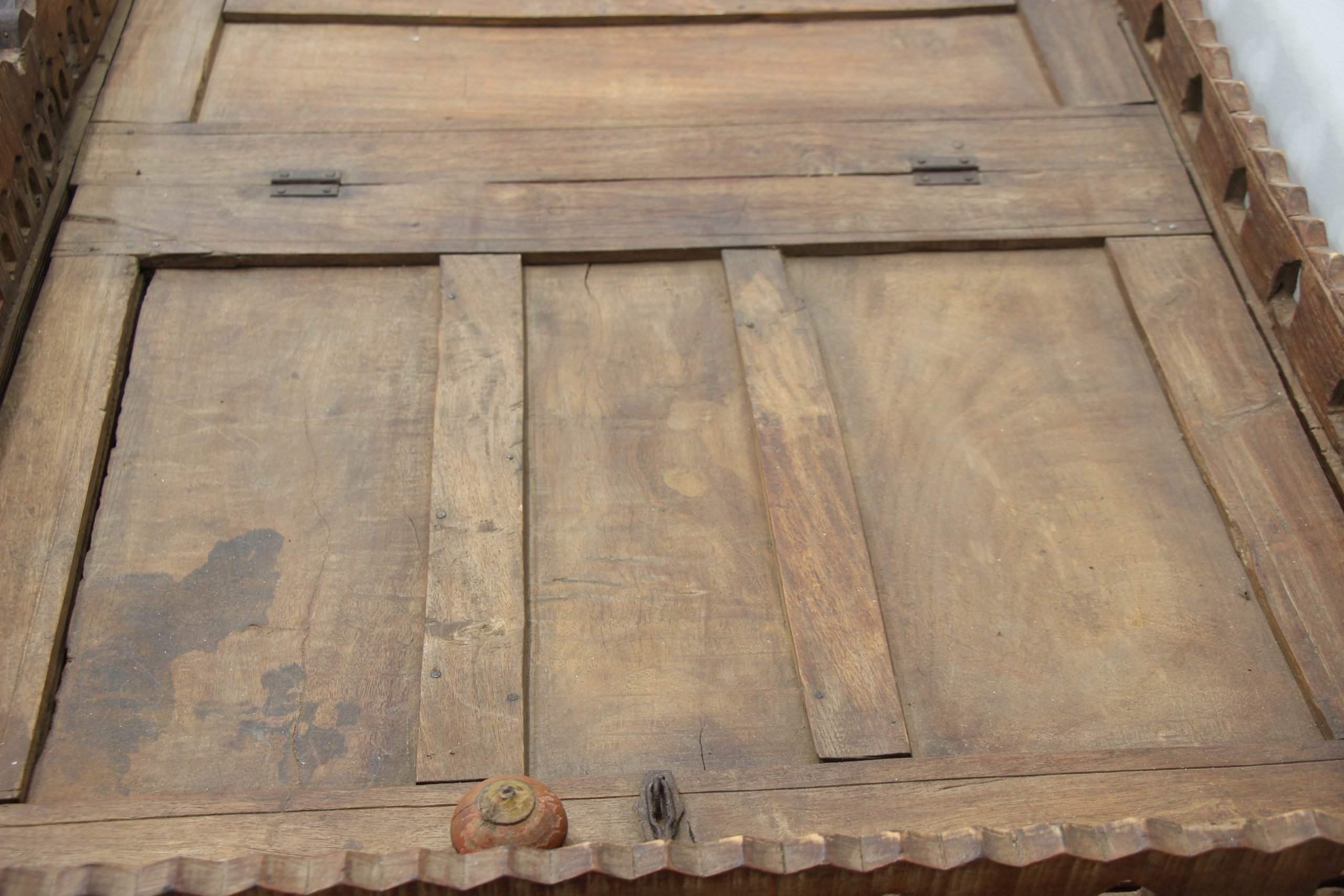 Antique Wedding Camel Seat Teak With Brass Inlay 6