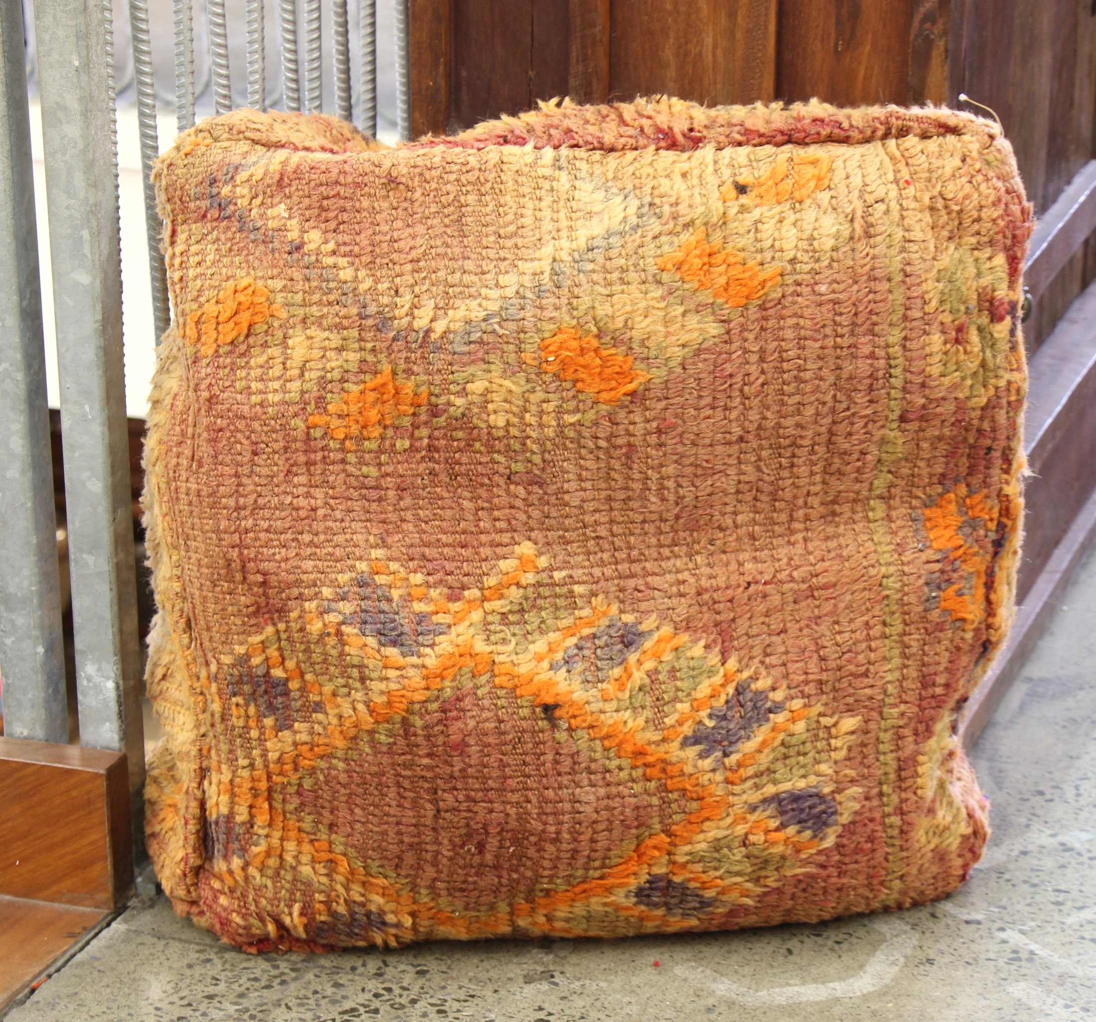 Antique woolen pouf 19A