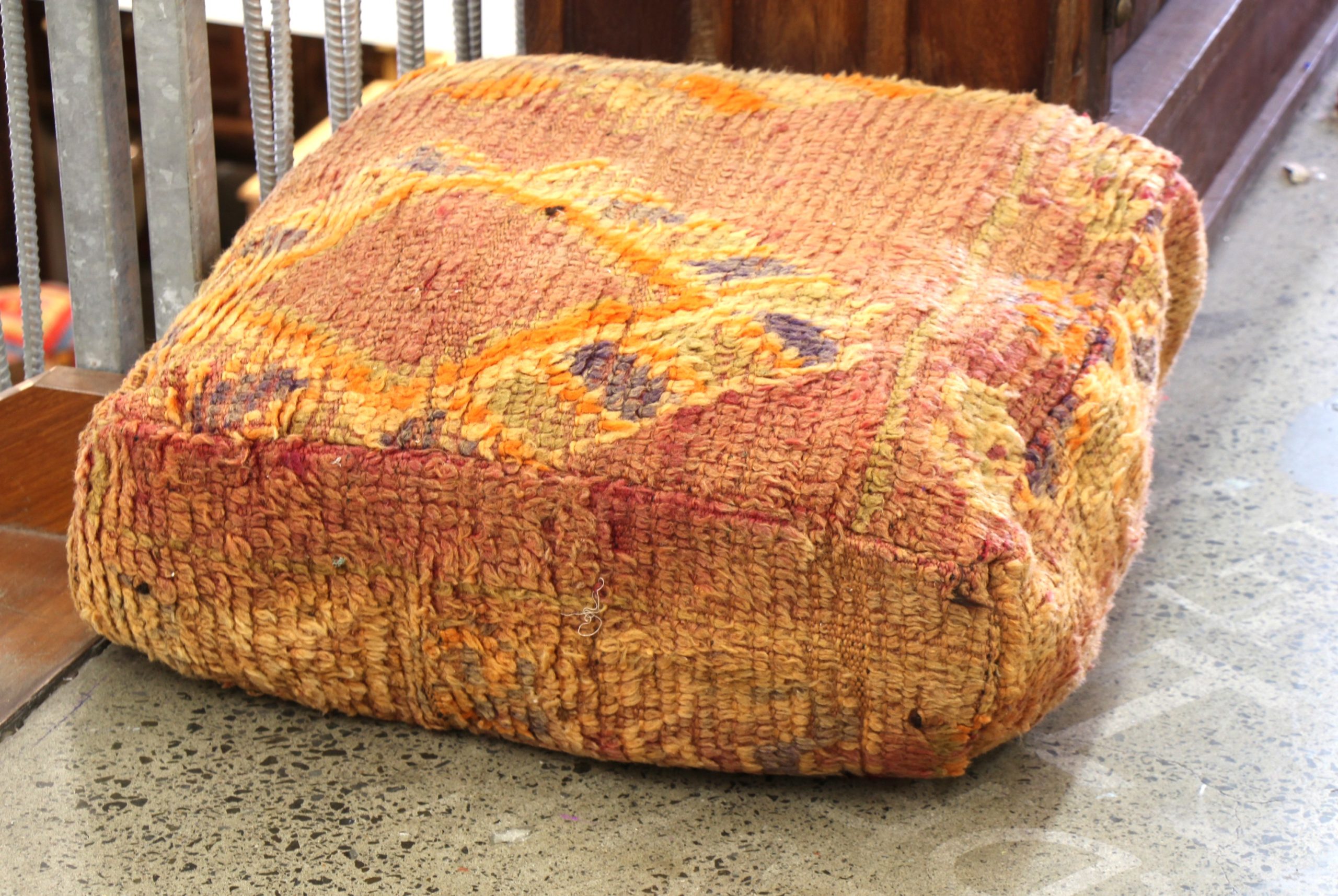 Antique woolen pouf 19c