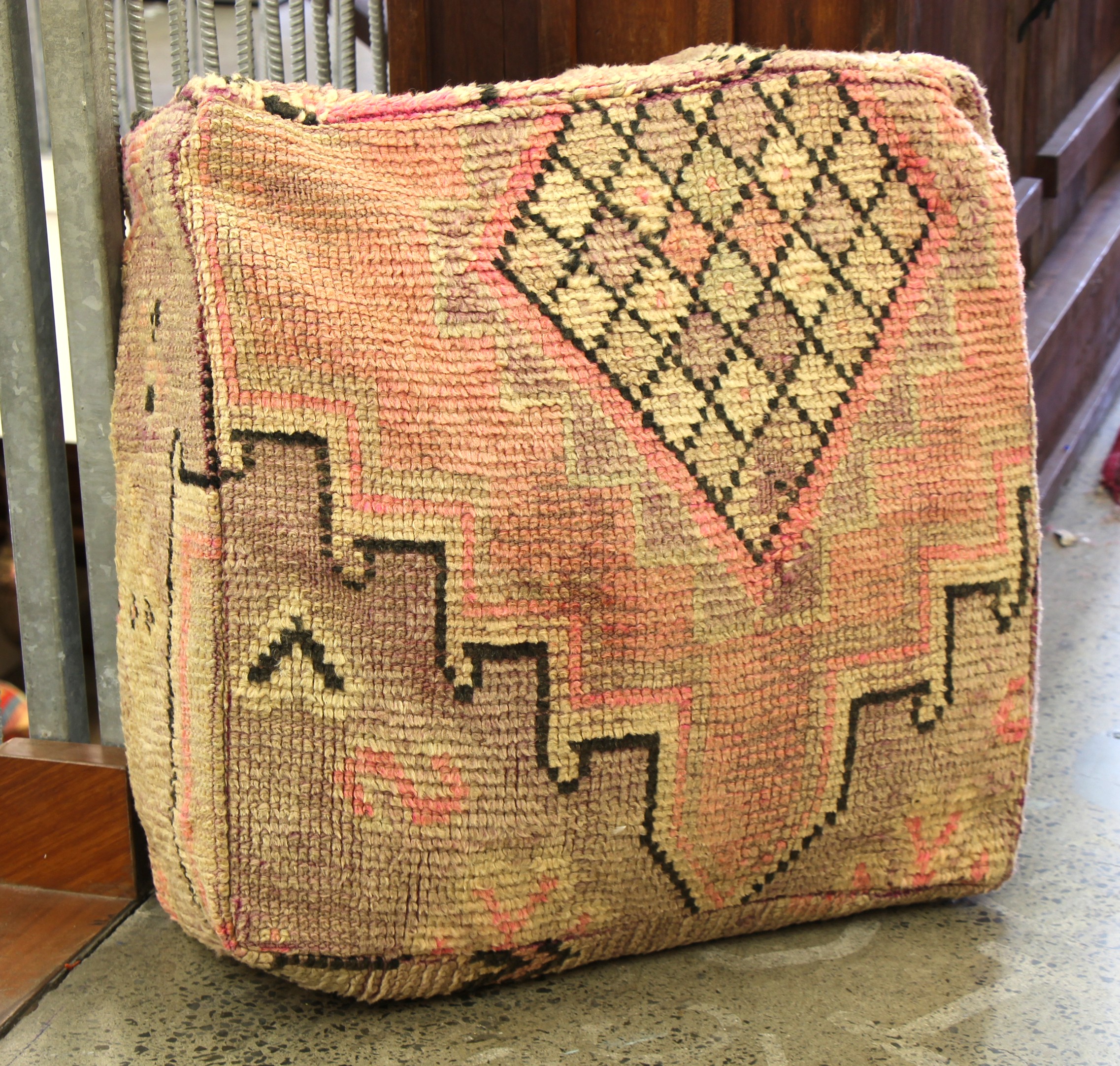 Antique woolen pouf 22A