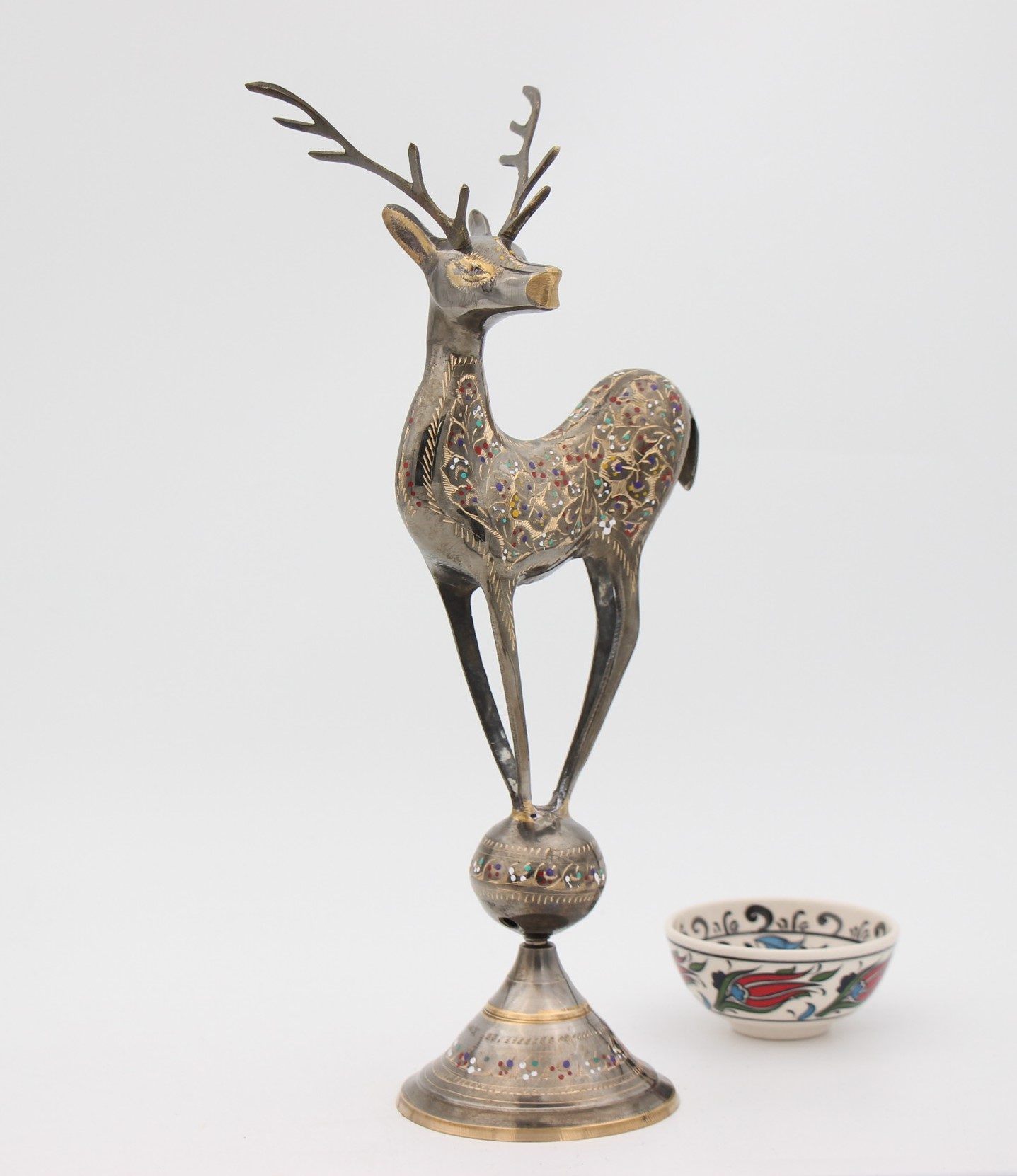 Brass Handcrafted Deer On Ball 25 cm a