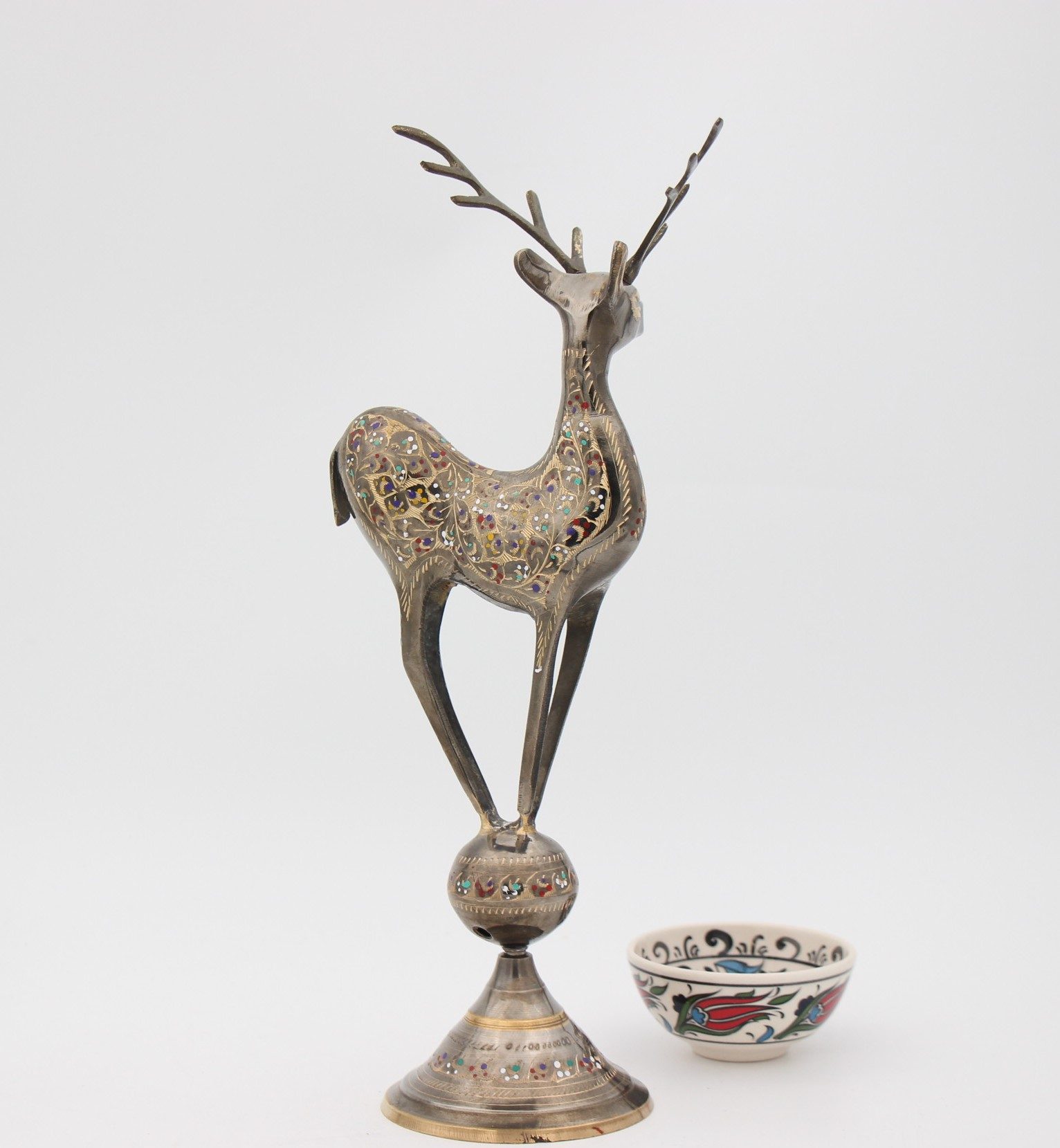 Brass Handcrafted Deer On Ball 25 cm b