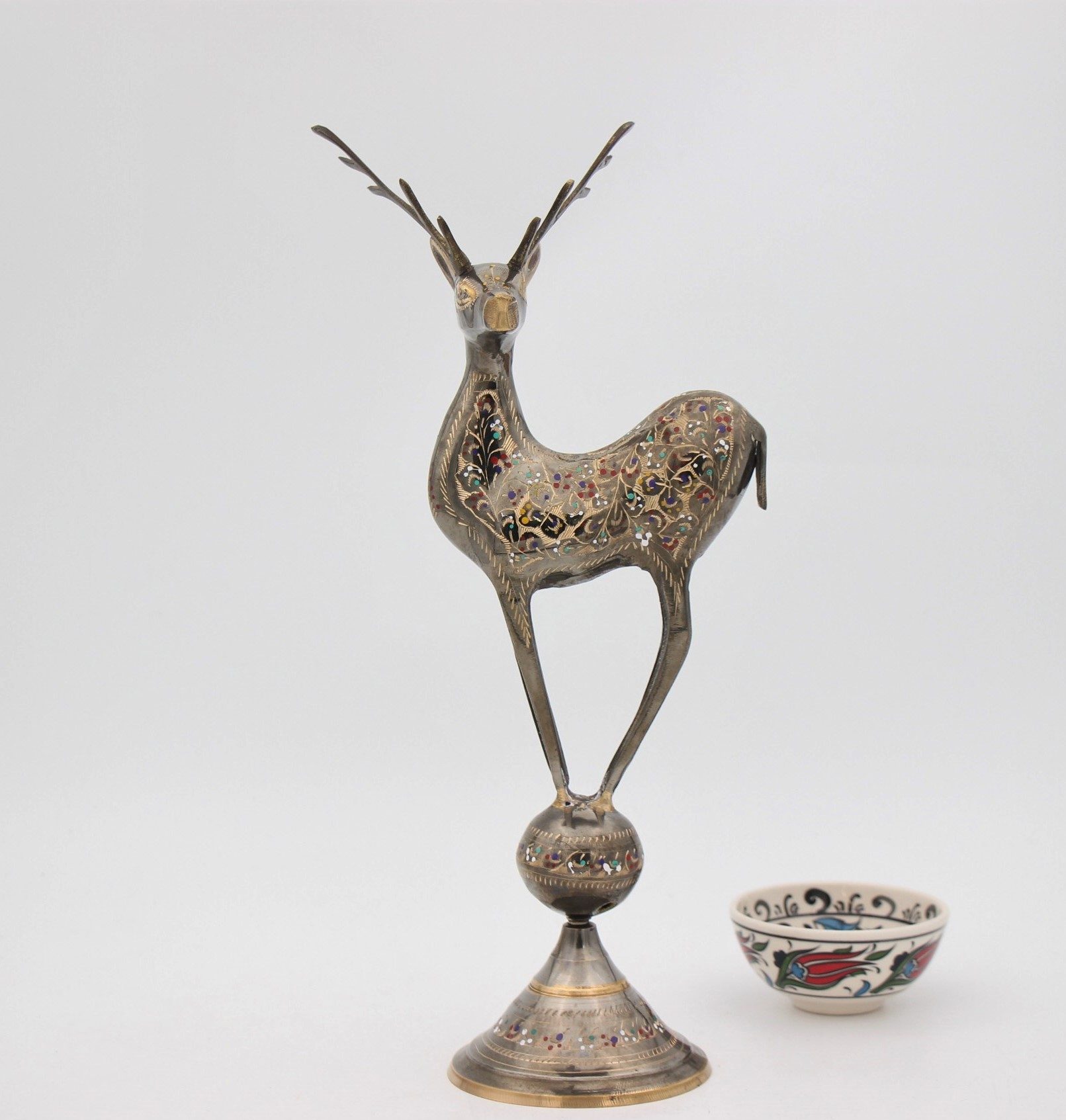 Brass Handcrafted Deer On Ball 25 cm