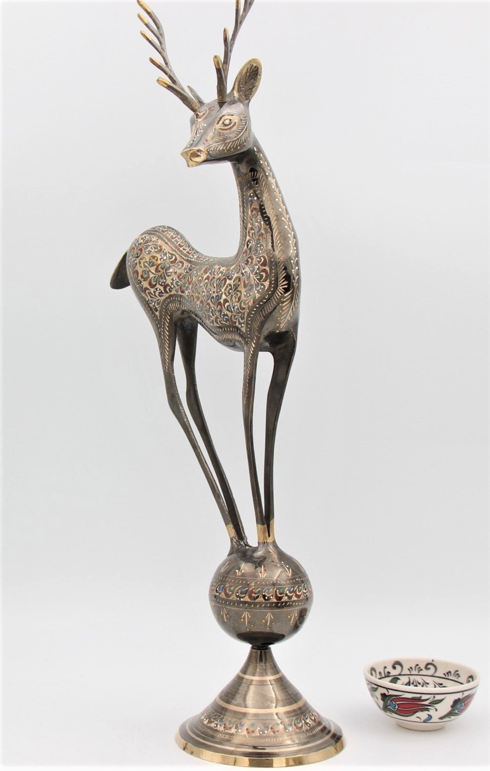 Brass Handcrafted Deer On Ball 30 cm a