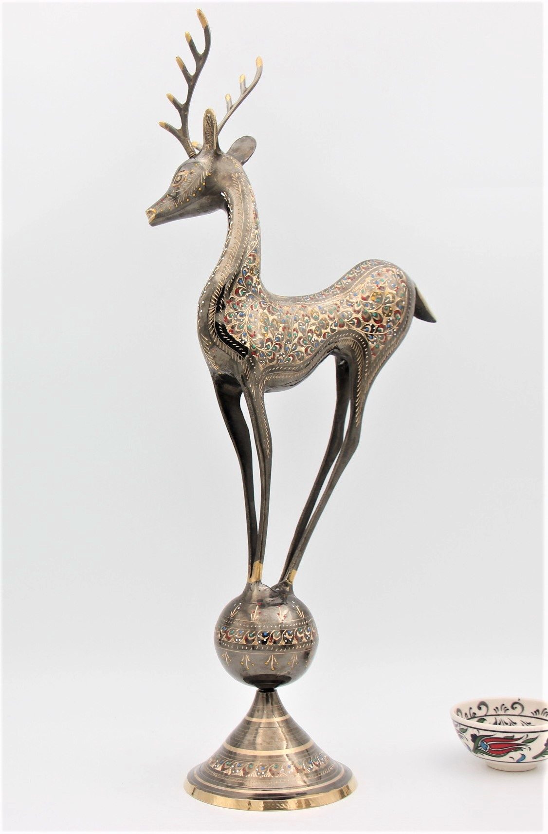 Brass Handcrafted Deer On Ball 30 cm b