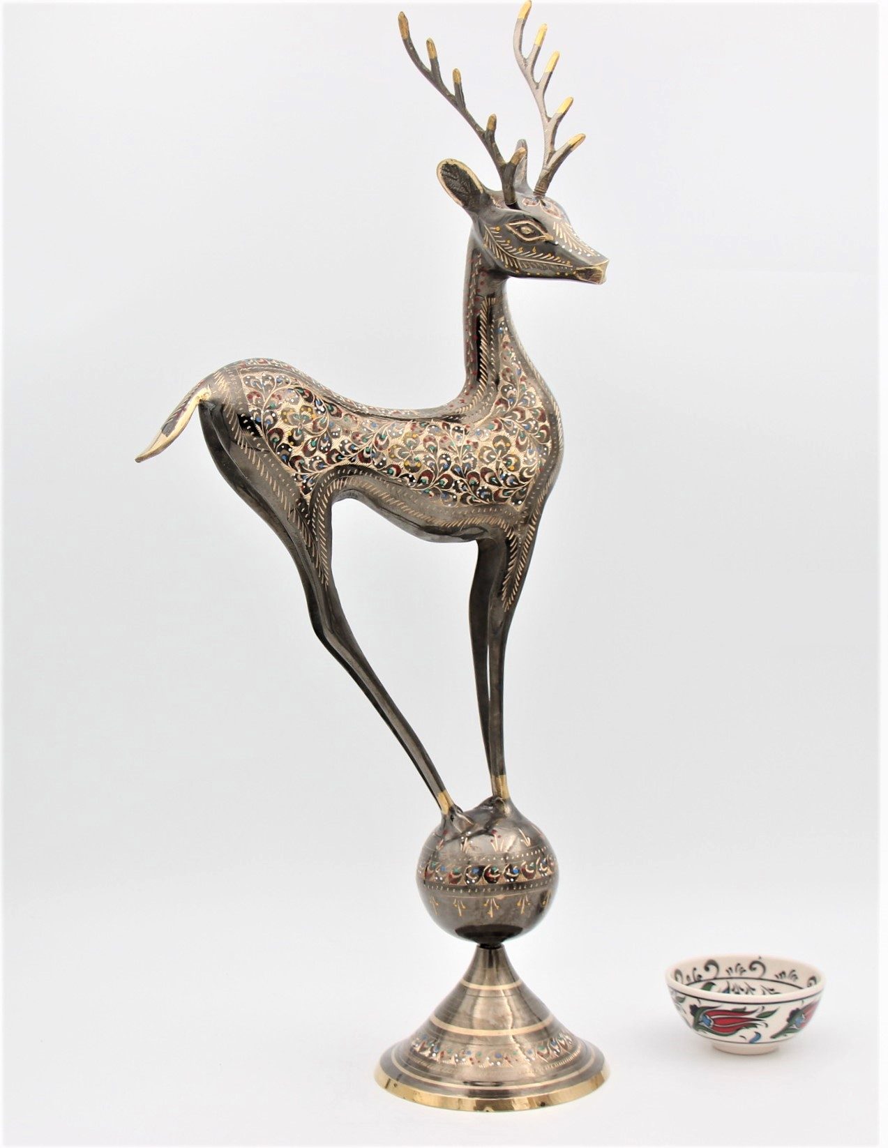 Brass Handcrafted Deer On Ball 30 cm
