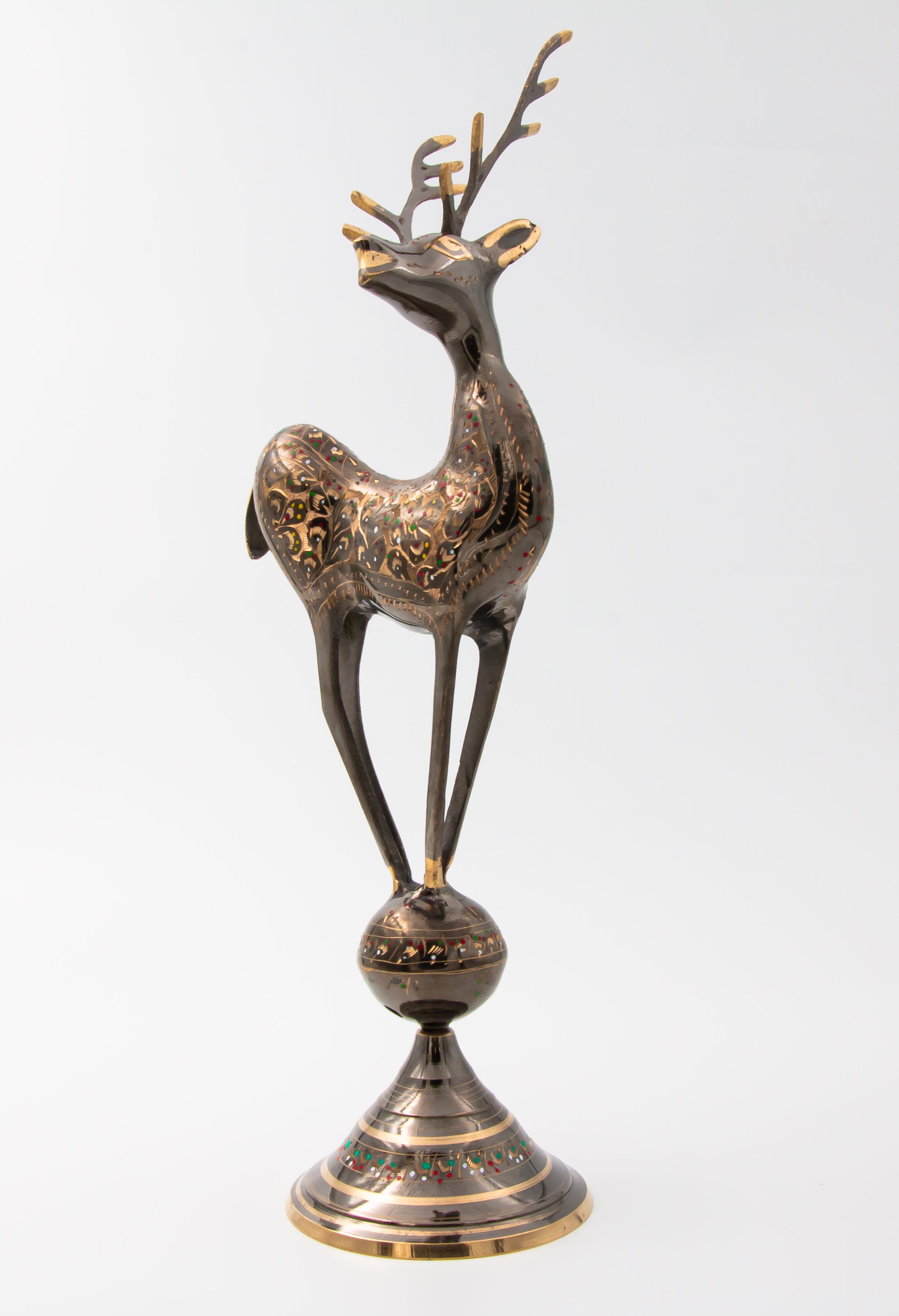 Brass Handcrafted Deer on Ball 37cmphoto2