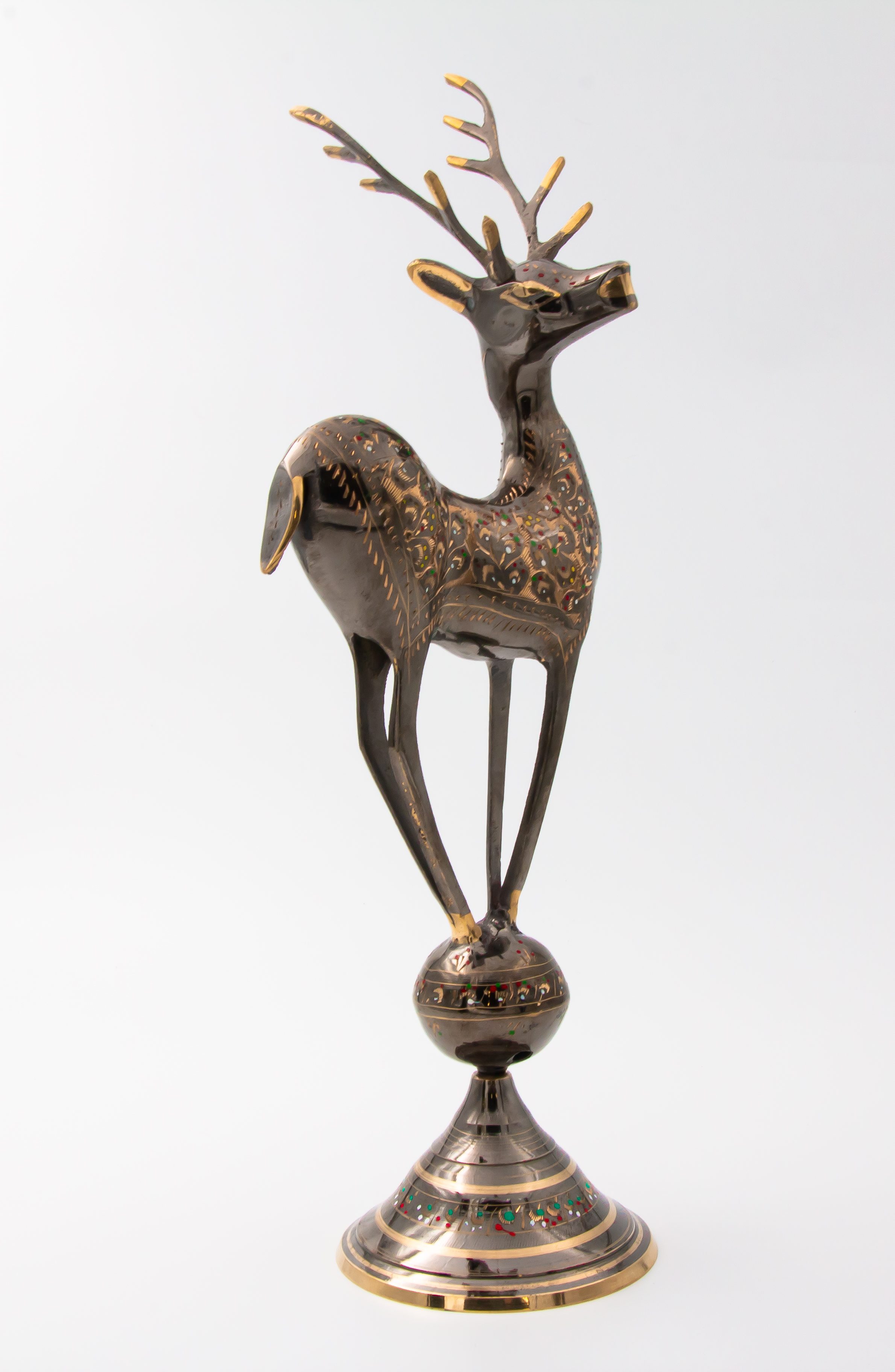 Brass Handcrafted Deer on Ball 37cmphoto3