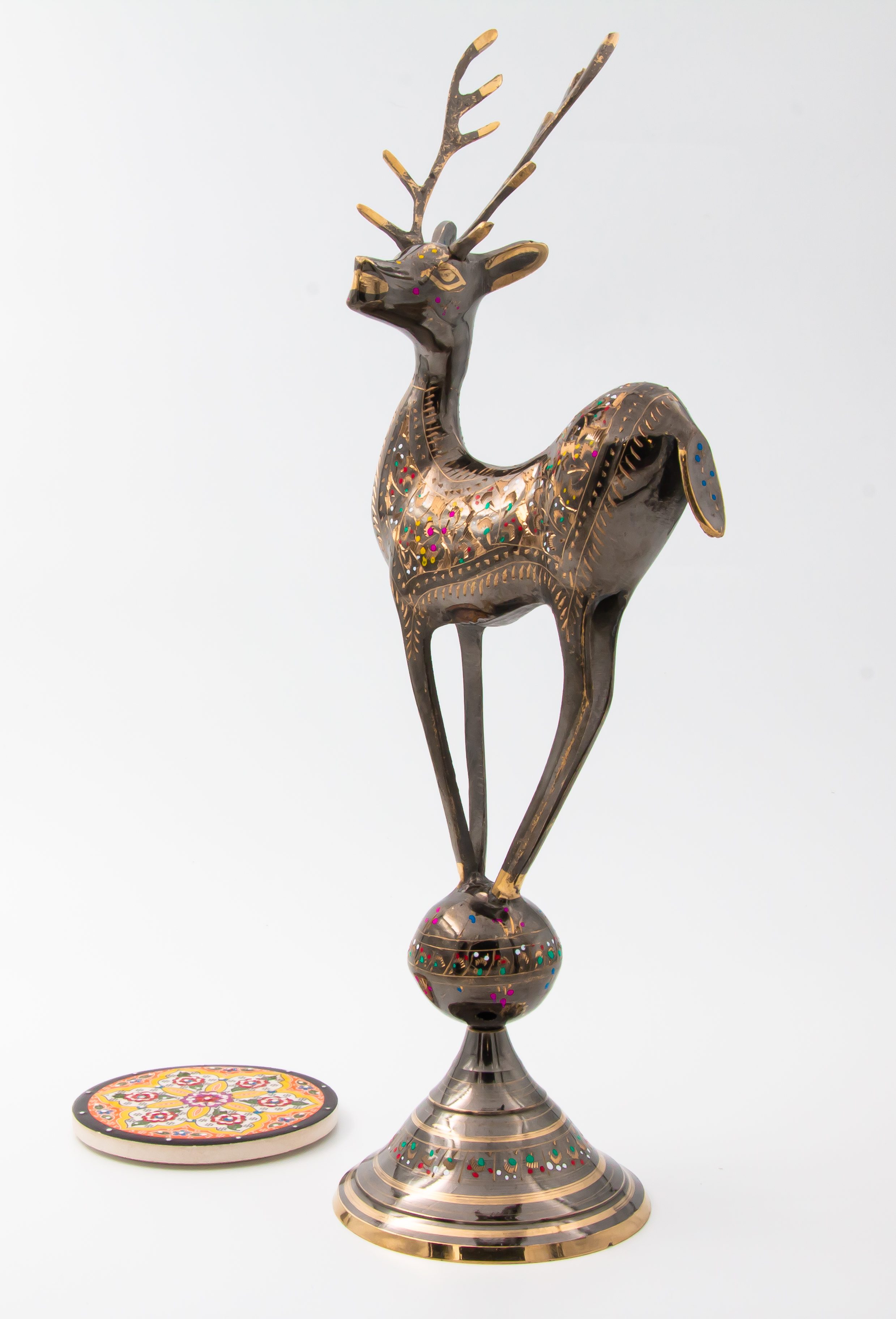 Brass Handcrafted Deer on Ball 37cmphoto5