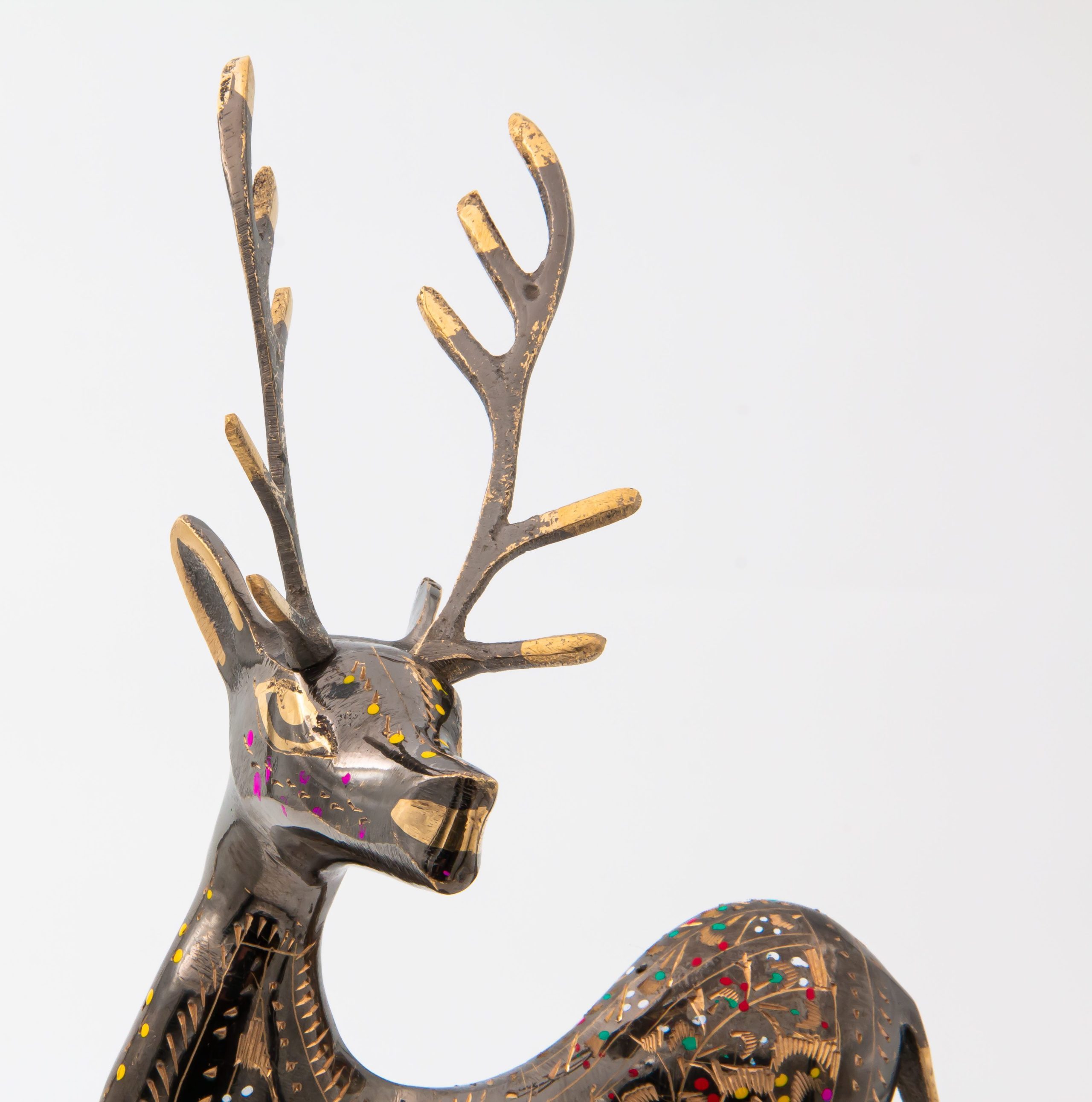 Brass Handcrafted Deer on Ball 37cmphoto7