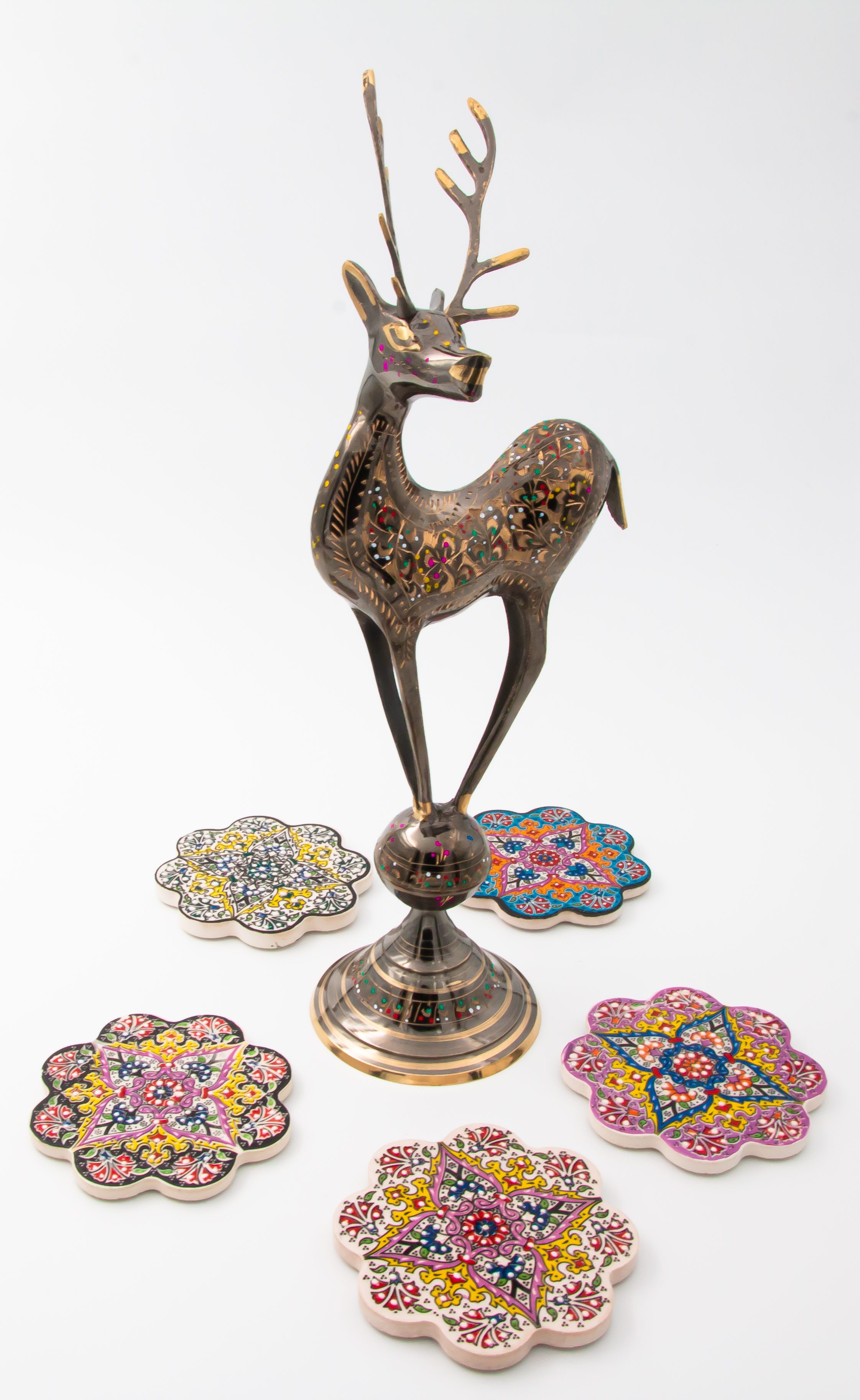 Brass Handcrafted Deer on Ball 37cmphoto8