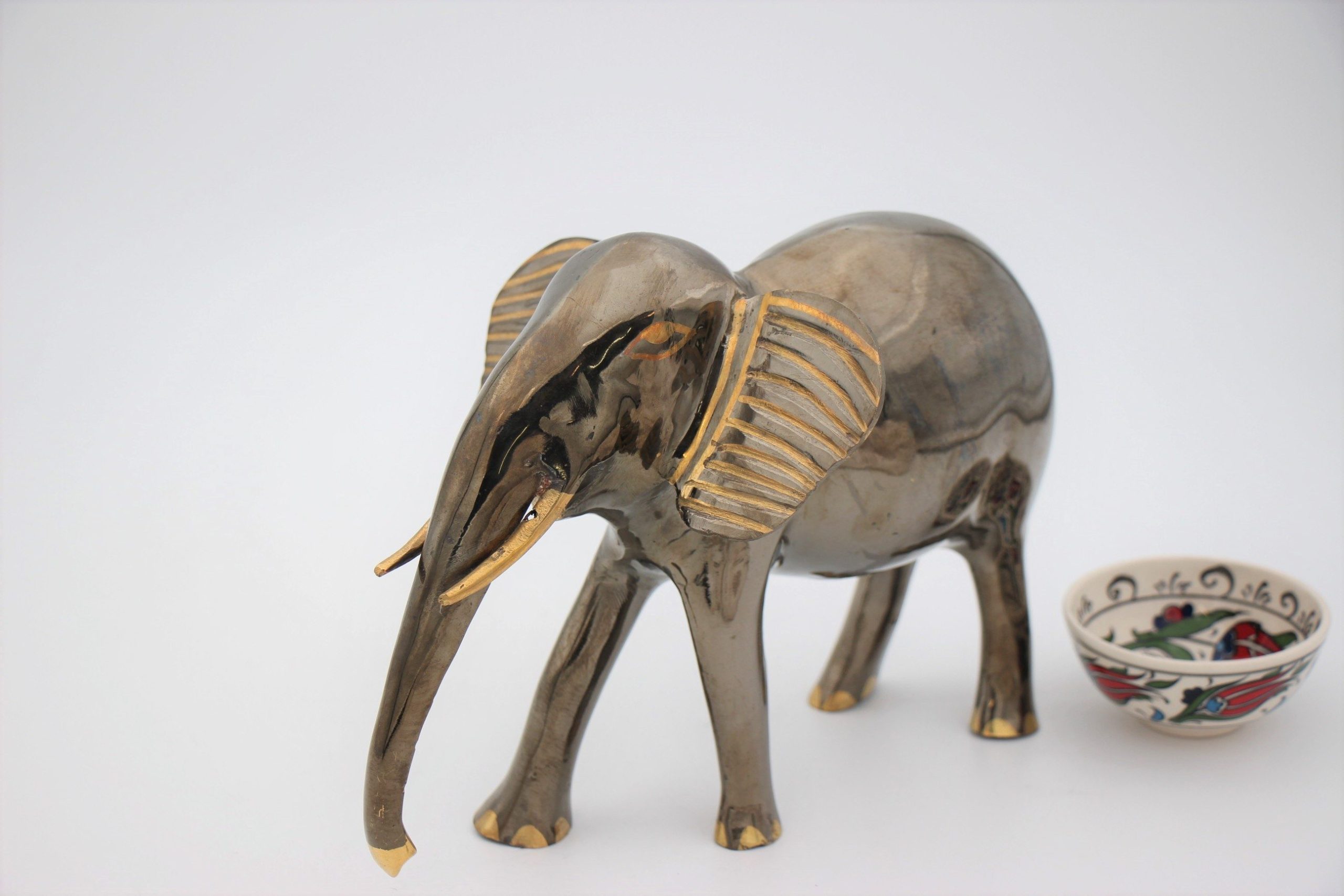 Brass Handcrafted Elephant 30 cm Trunk down a