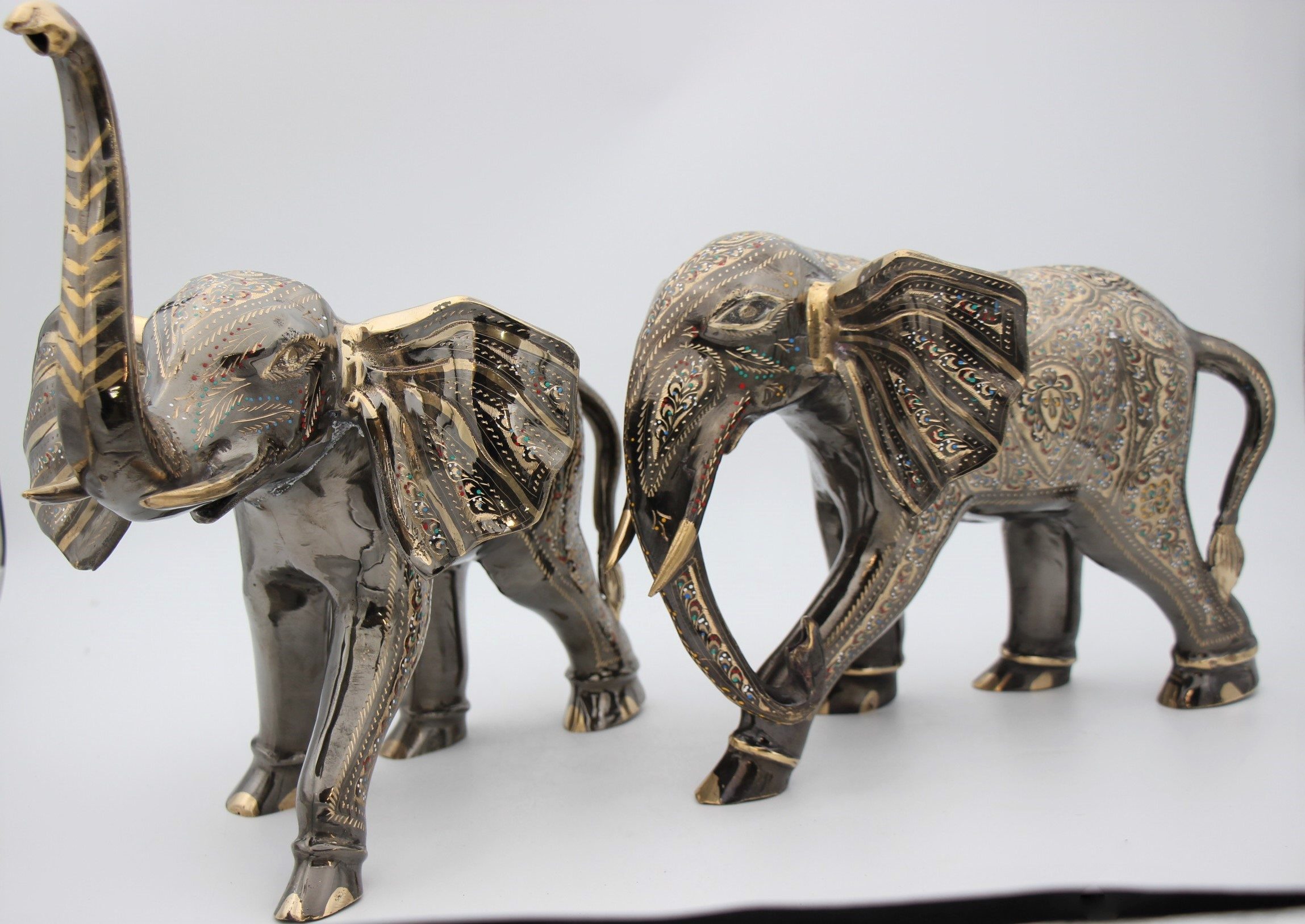 Brass Handcrafted Elephant 35 cm Trunk down c