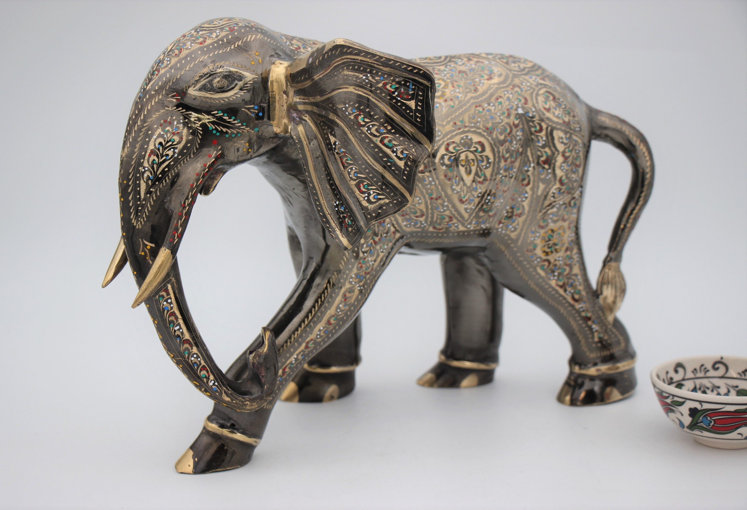 Brass Handcrafted Elephant 35 cm Trunk down