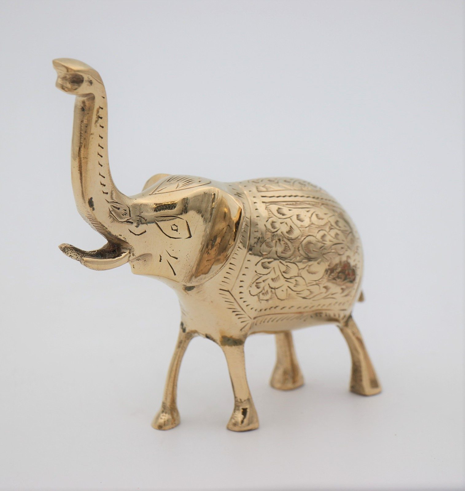 Brass Handcrafted Elephant Trunk Up 15 cm c