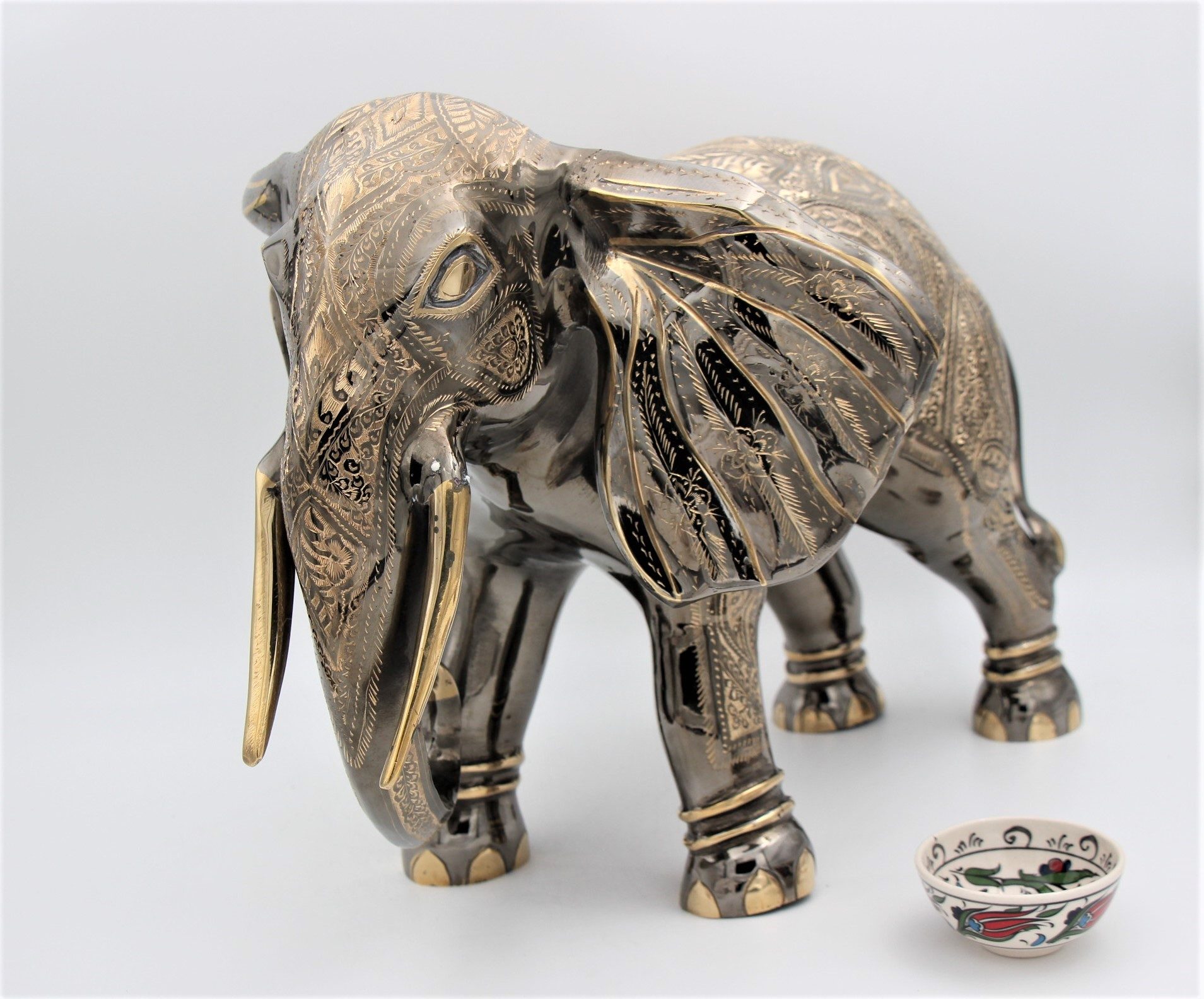 Brass Handcrafted Wild Elephant 61 cm Trunk Down a
