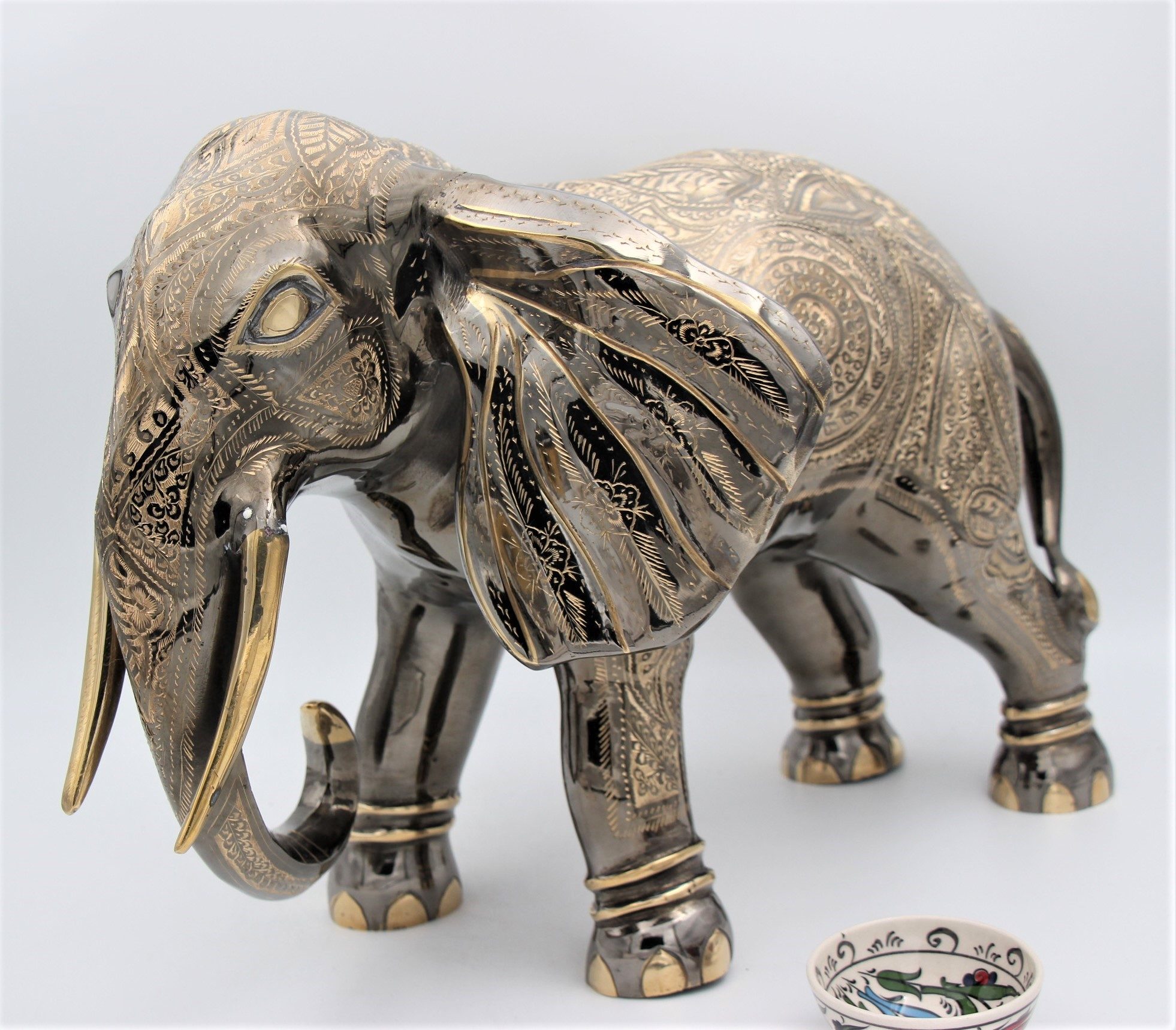 Brass Handcrafted Wild Elephant 61 cm Trunk Down b