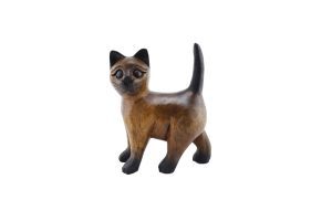 Carved Wooden 15cm Strutting Cat