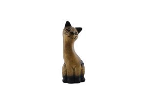 Carved Wooden 18cm Cat