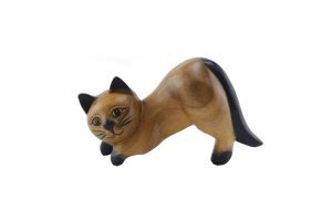 Carved Wooden 20cm Hanging Cat