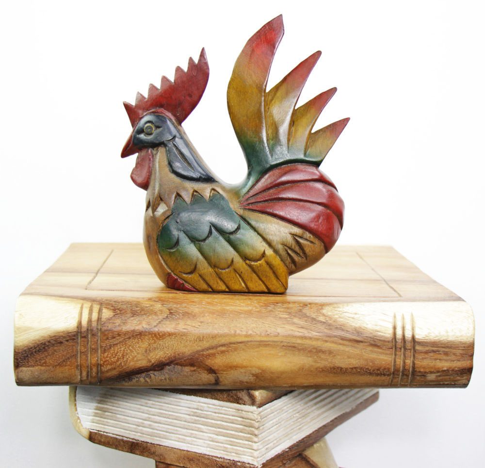 Carved Wooden Small Chicken 2 Carved Wooden Small Chicken