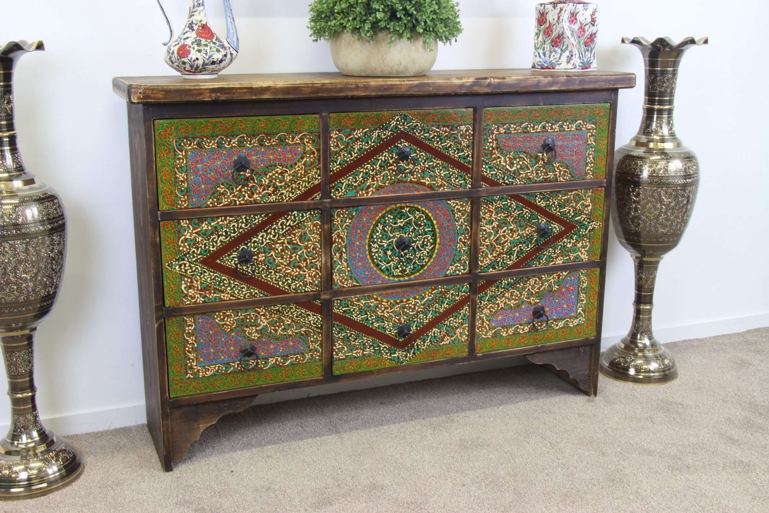 Colourful Hand Painted 9 Drawer Unit 1 3