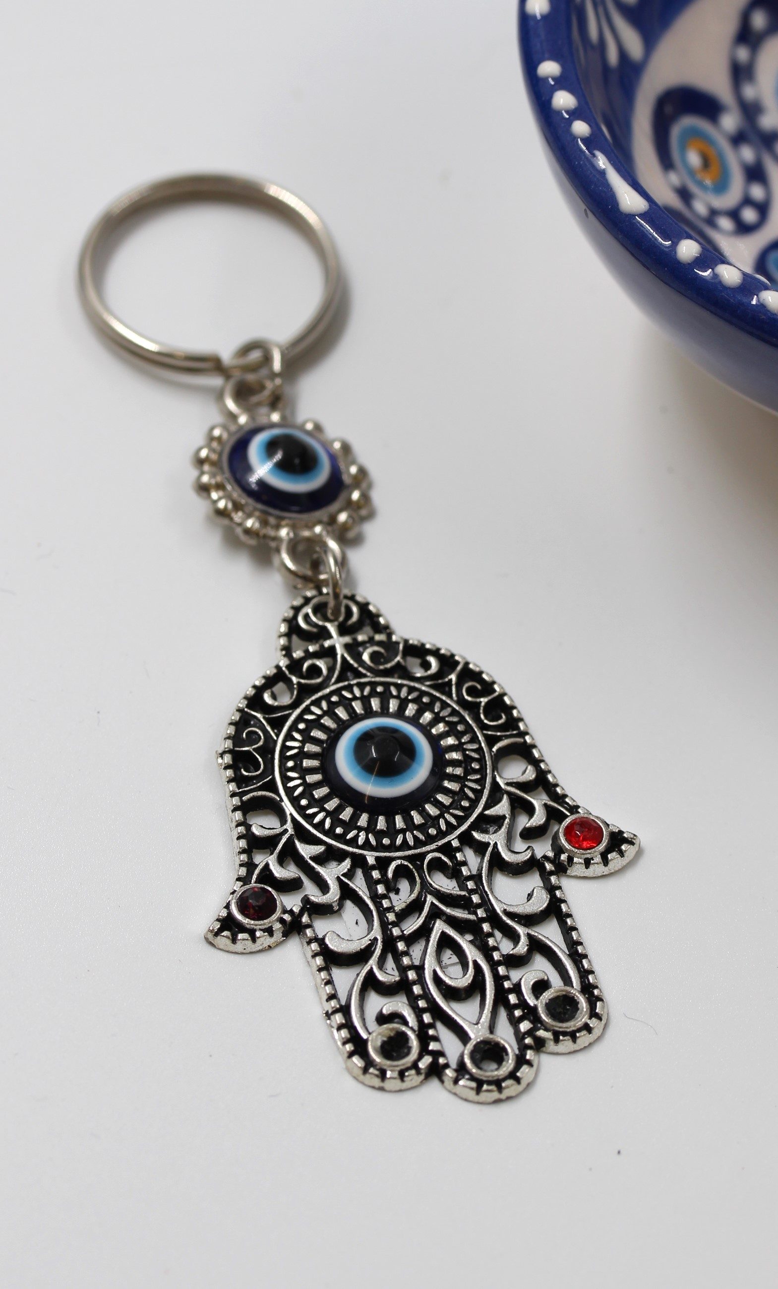 Evil Eye Bag Tag Key Ring Colourful Hamsa Hand
