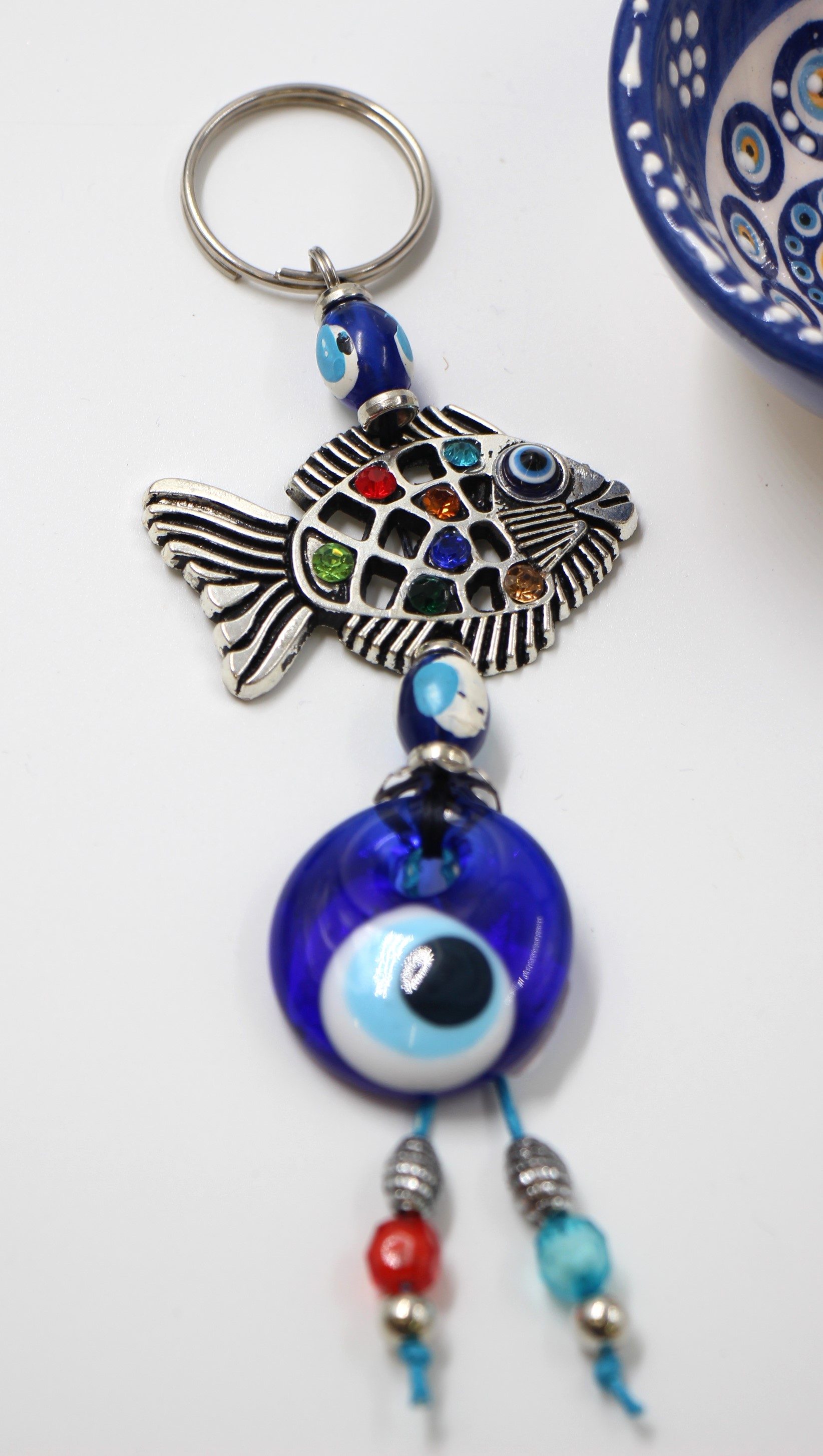 Evil Eye Bag Tag Key Ring Fish 23