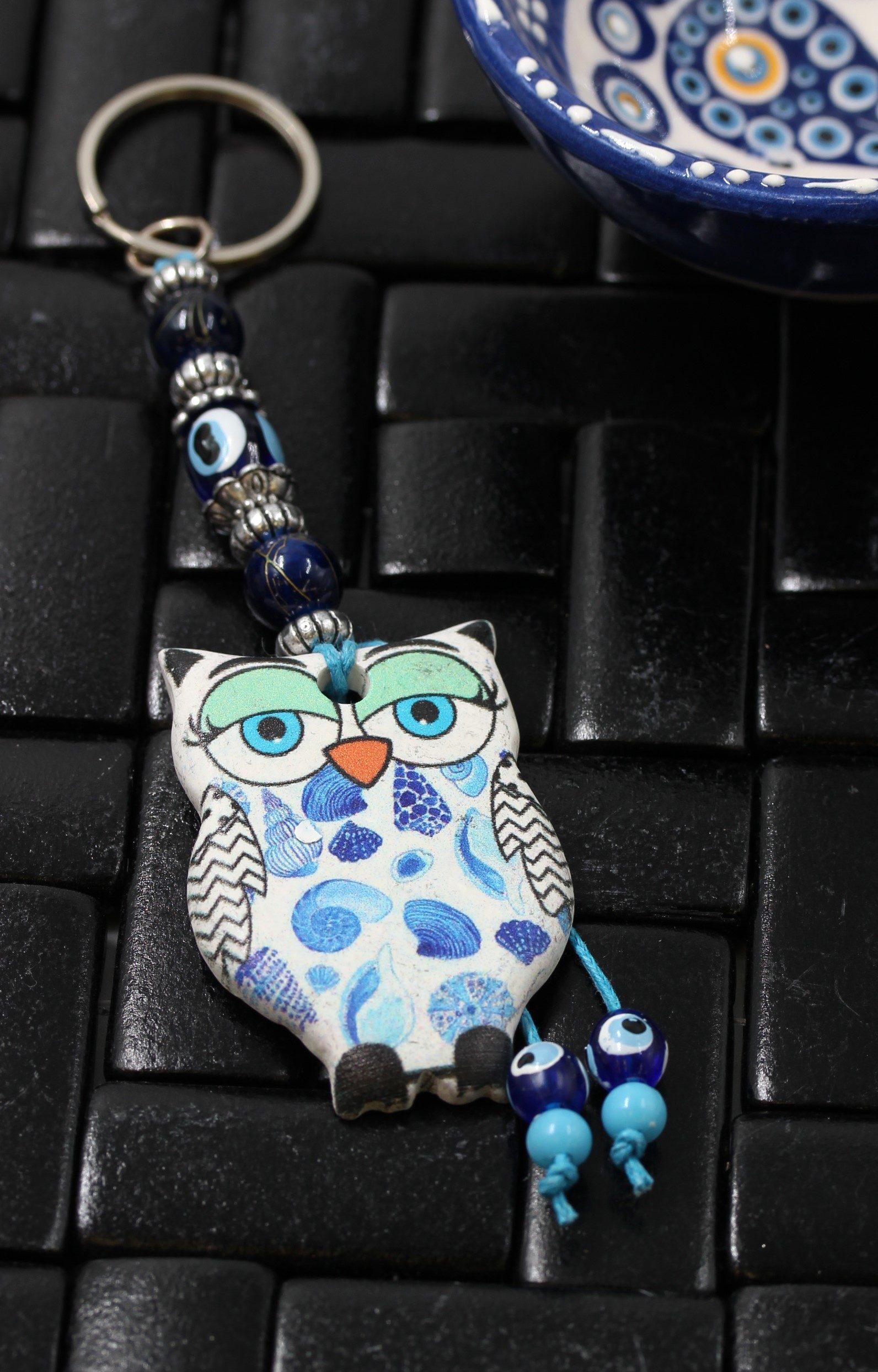 Evil Eye Ceramic Owl Key Ring 5