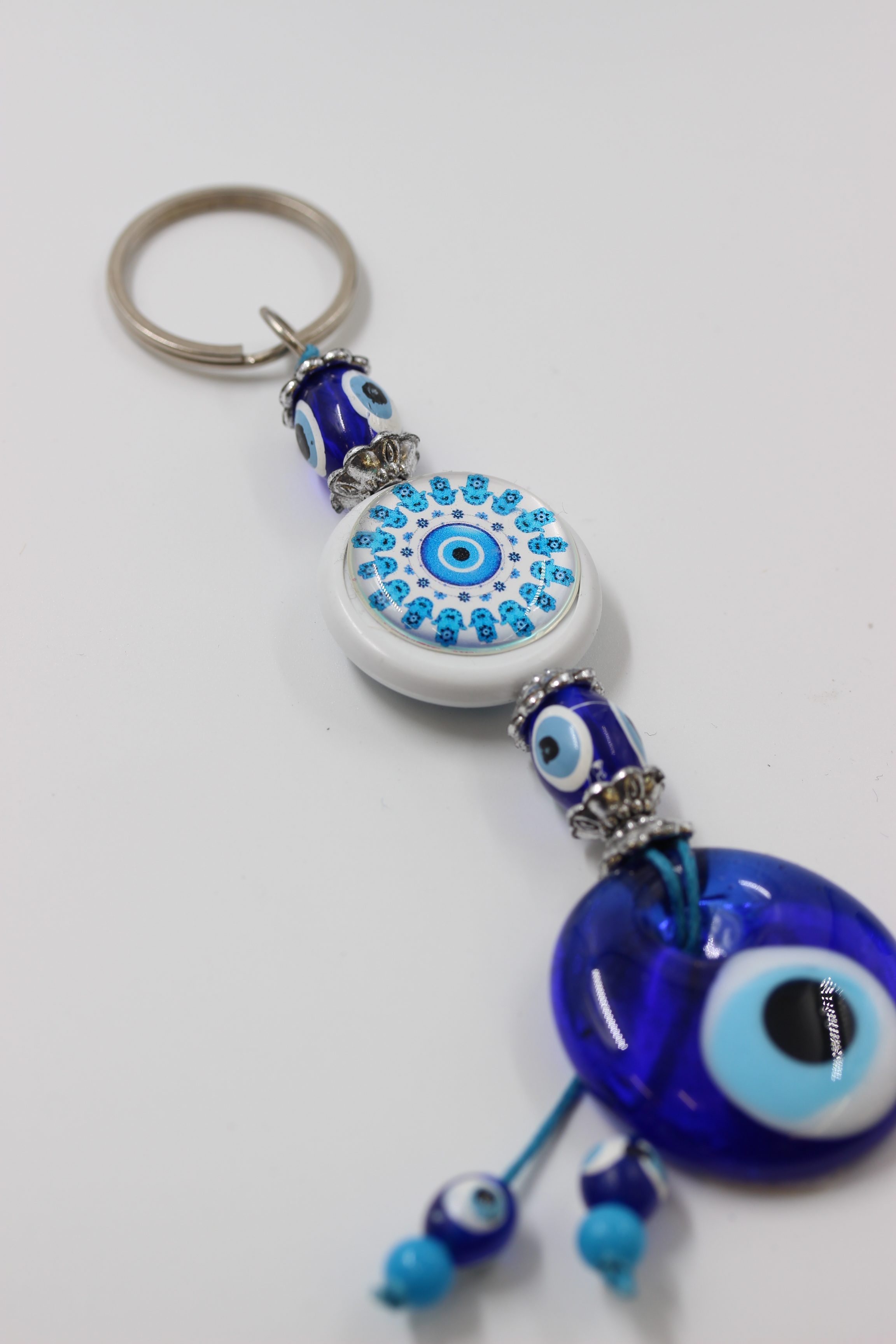 Evil Eye Disc Hamsa Hand Key Ring 3