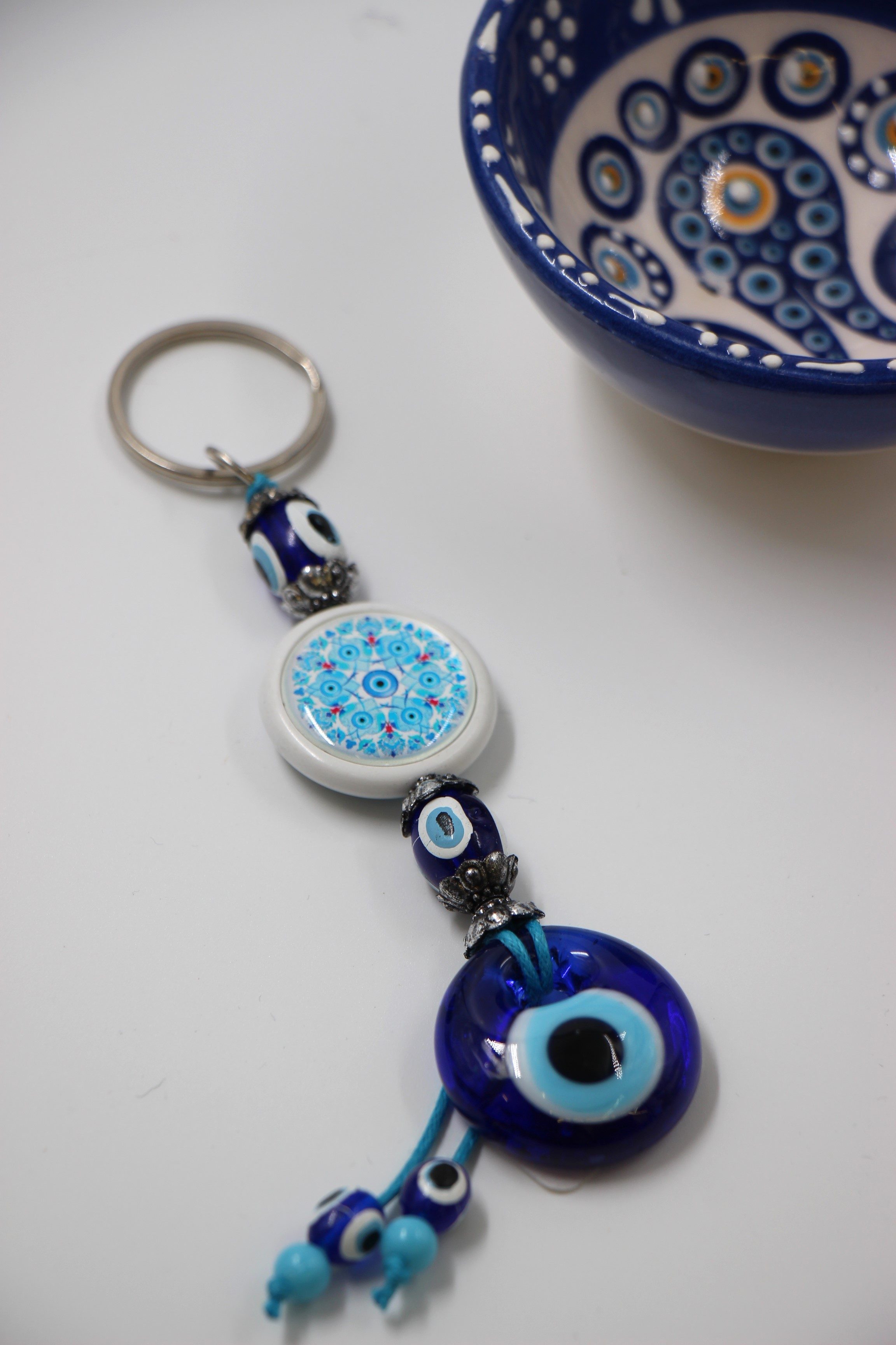 Evil Eye Disc Key Ring 3 3