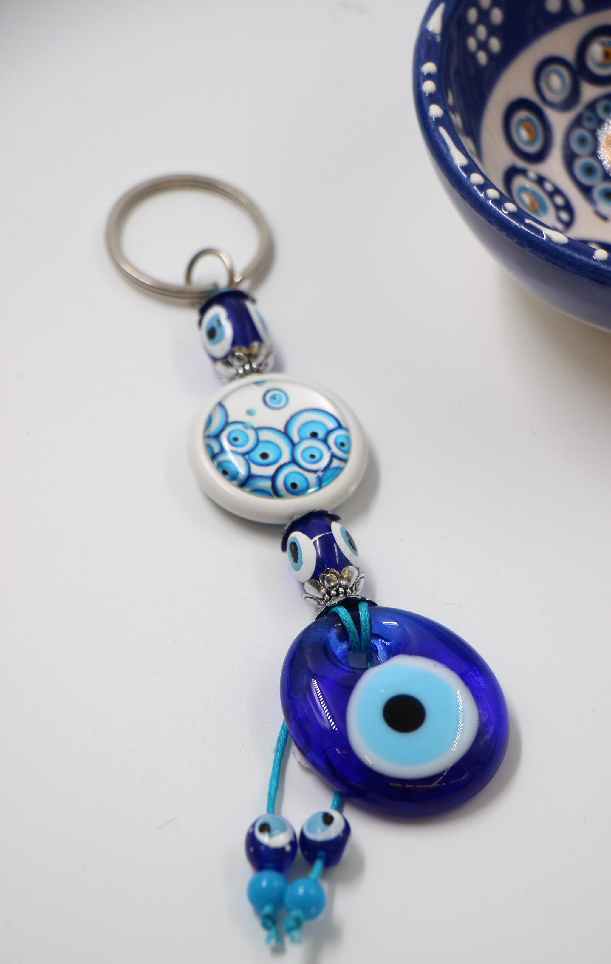 Evil Eye Disc Key Ring 3 4