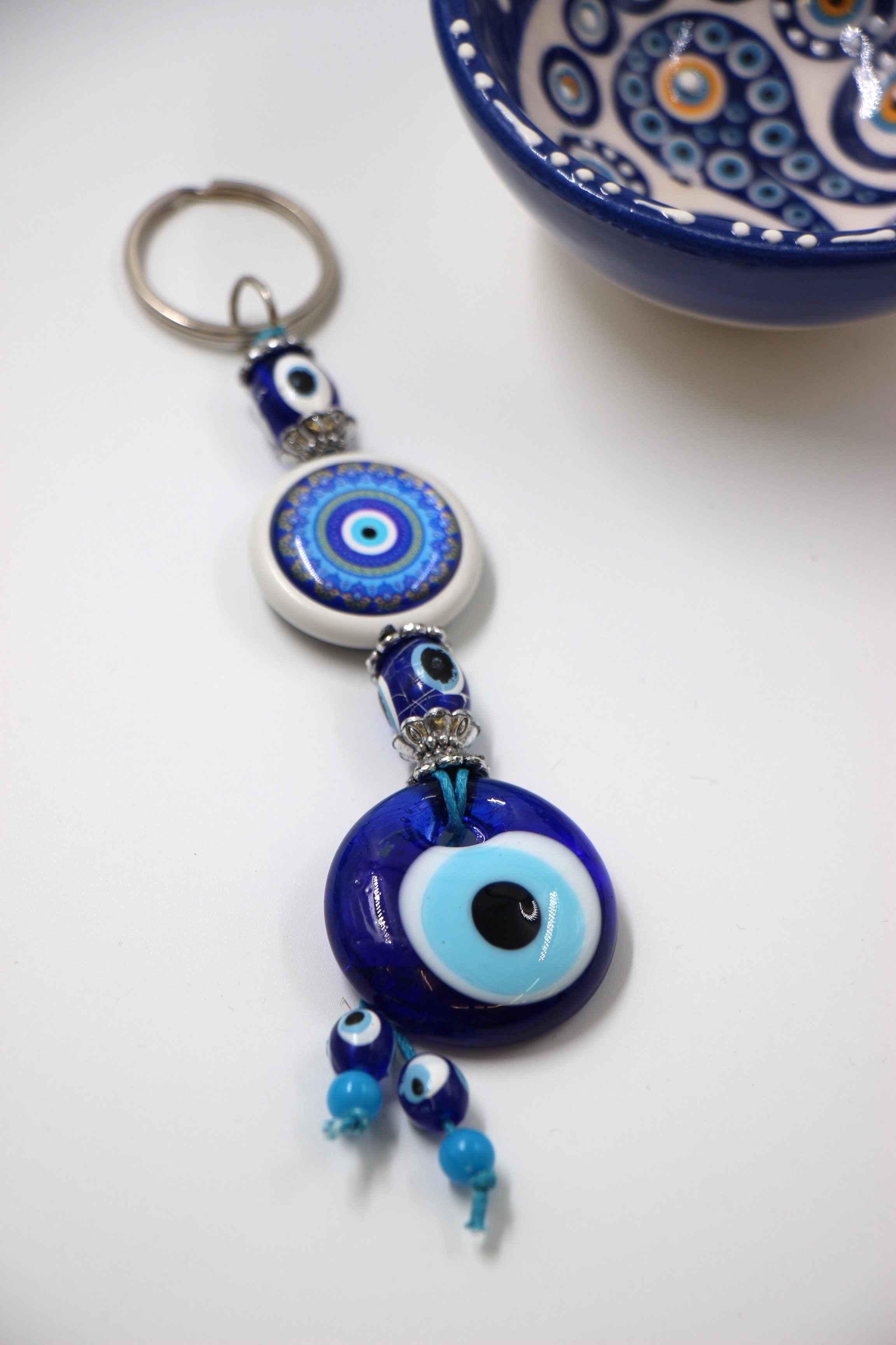 Evil Eye Disc Key Ring 3 6