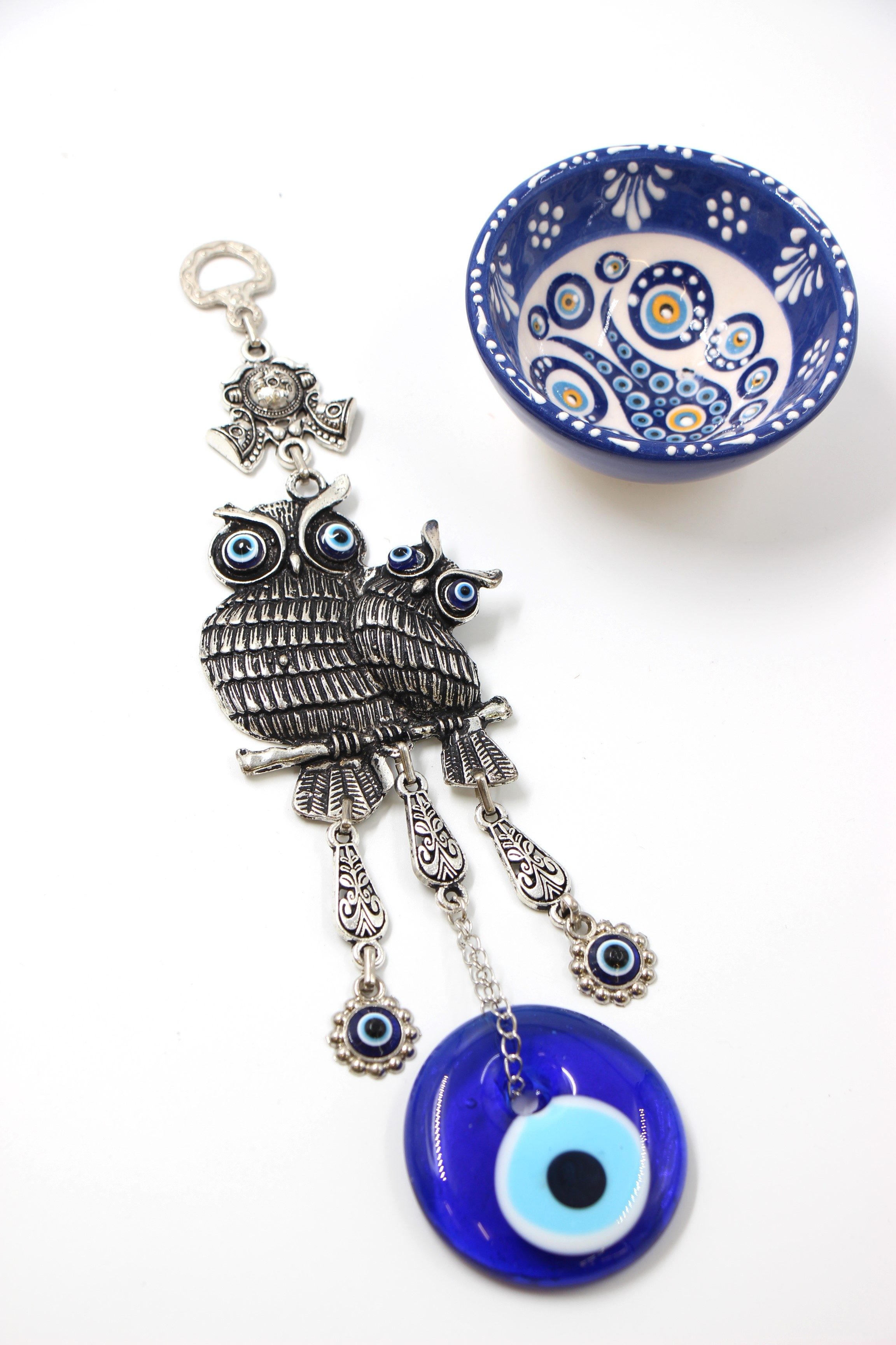 Evil Eye Metal Wall Hanging Owl & Baby