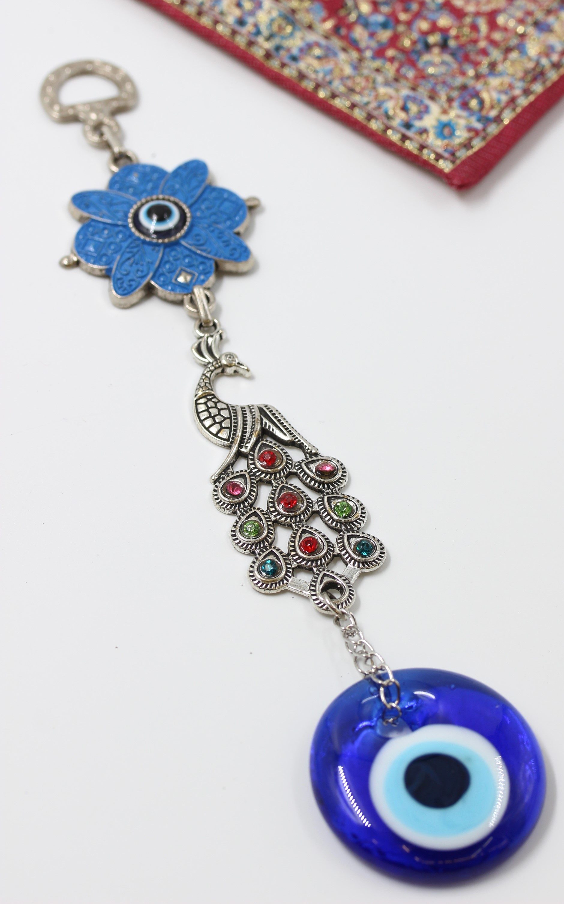 Evil Eye Metal Wall Hanging With Peacock 2