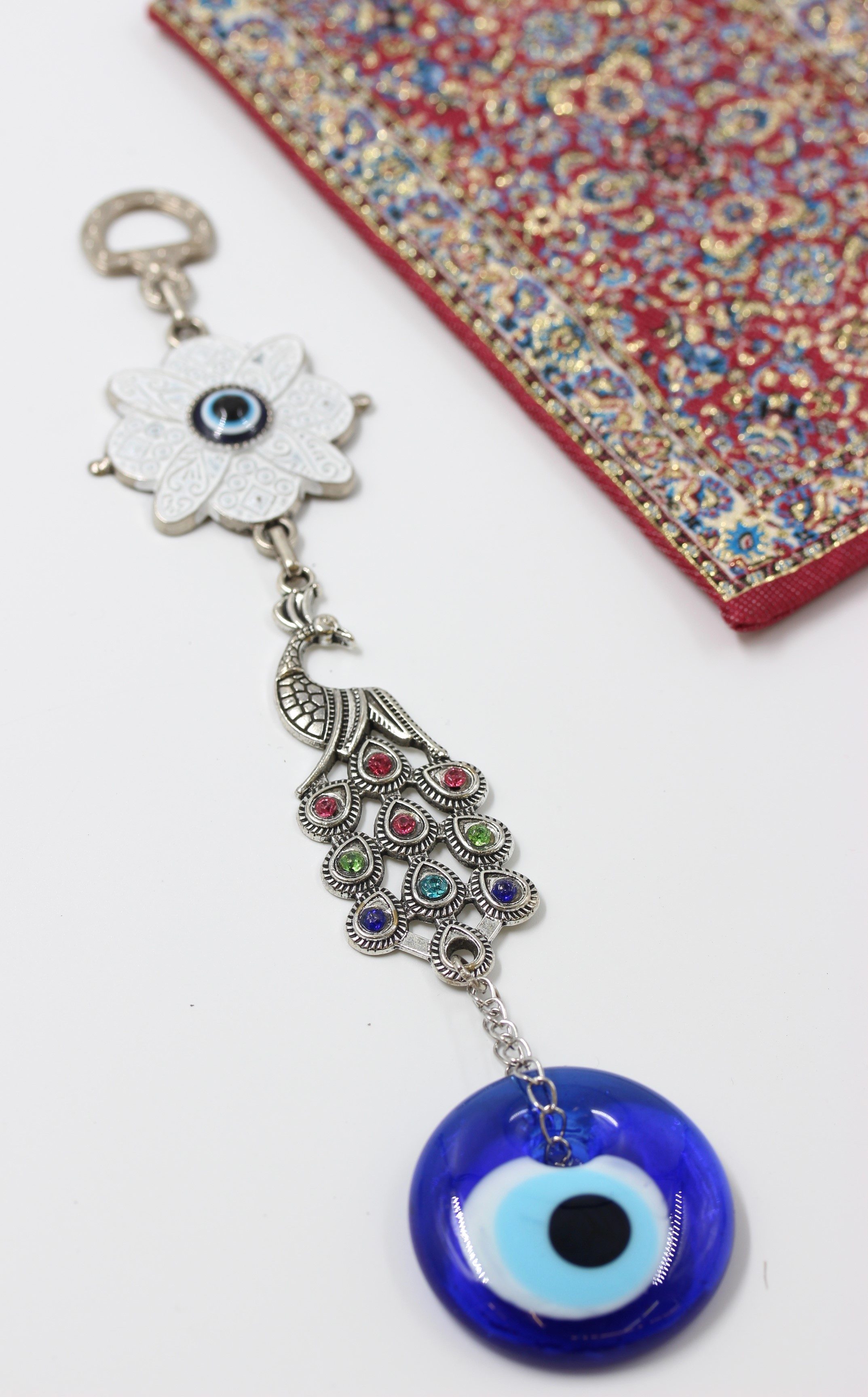 Evil Eye Metal Wall Hanging With Peacock 3