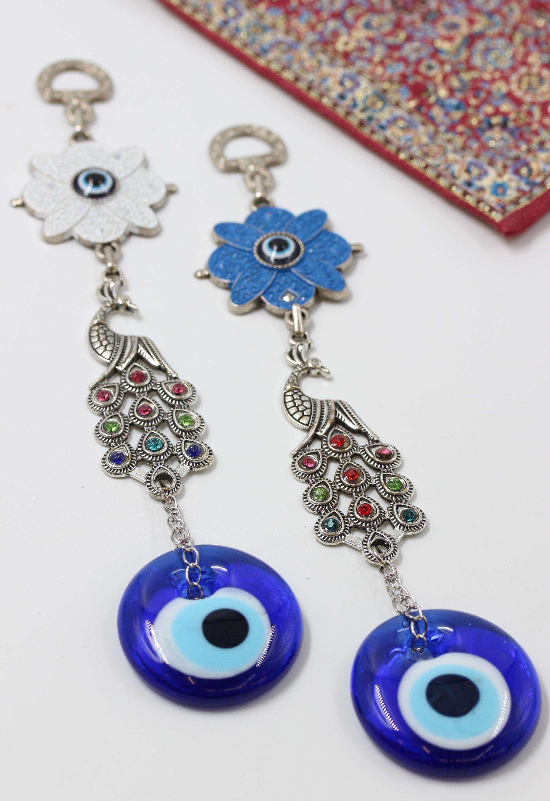 Evil Eye Metal Wall Hanging With Peacock a