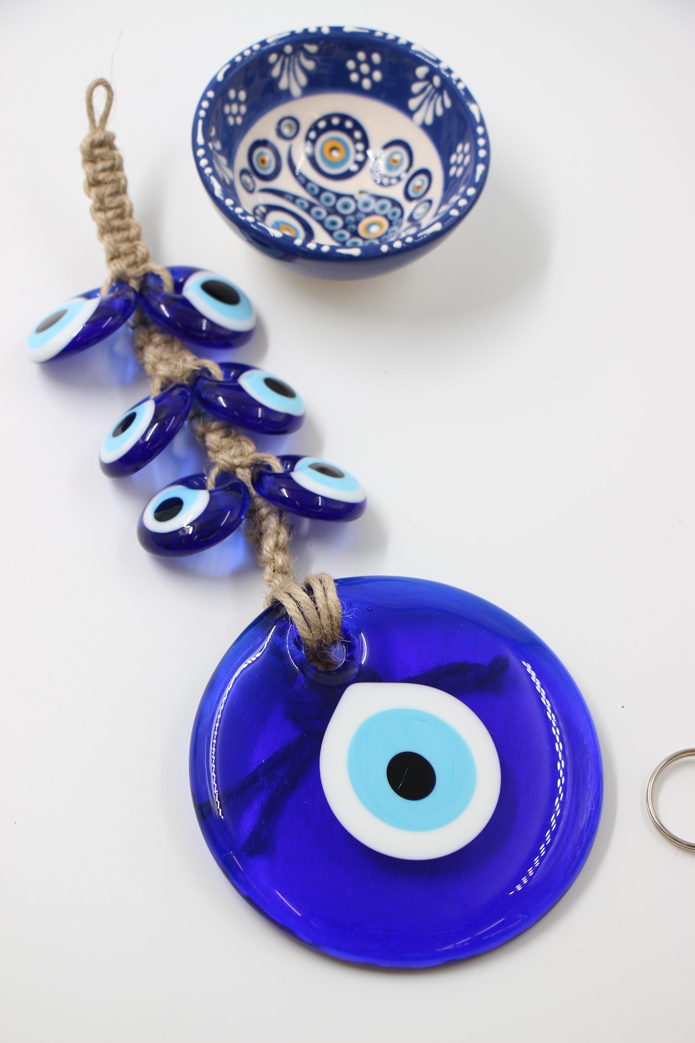 Evil Eye Wall Hanging On Rope With Lge And Sml Eyes