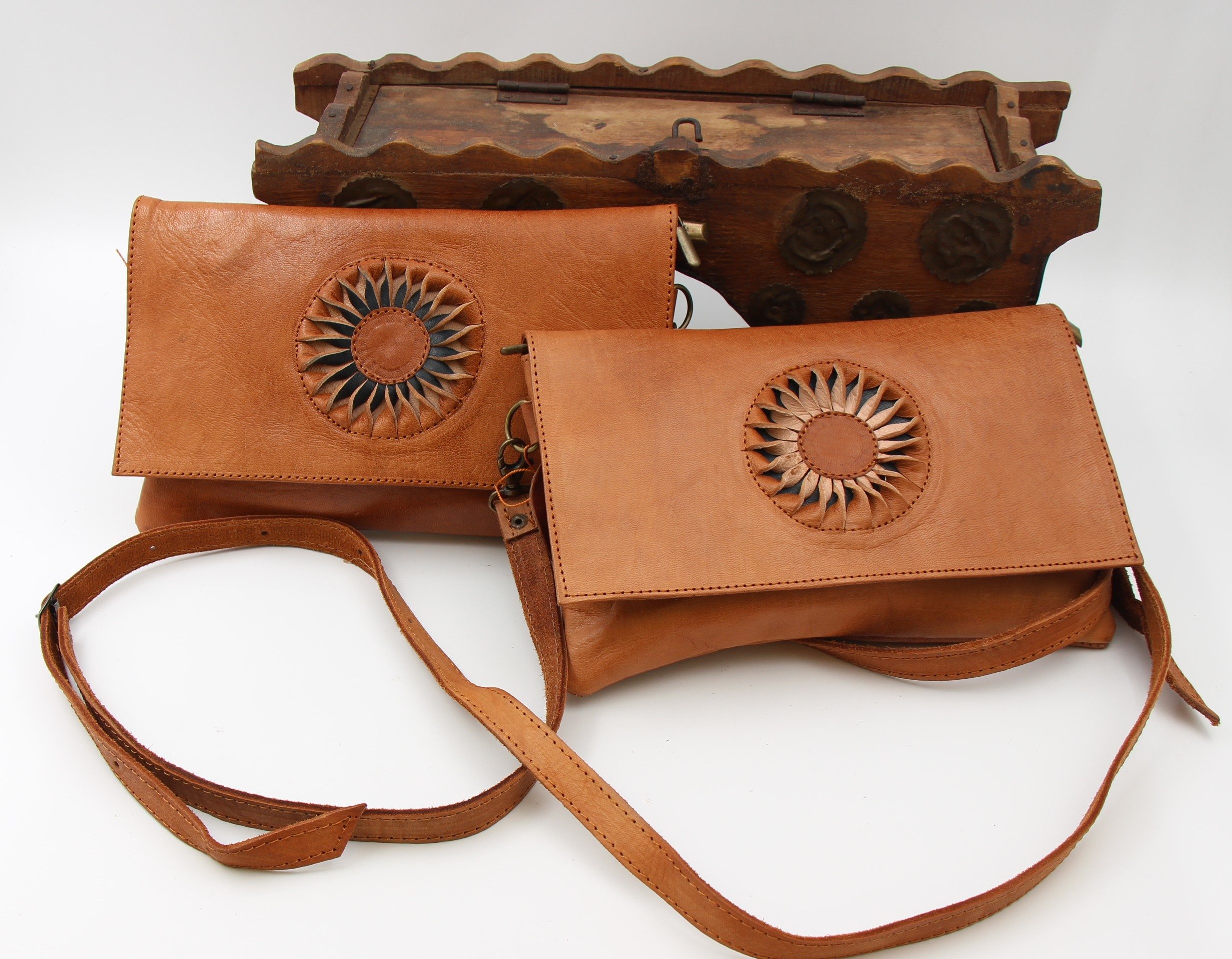 Genuine Moroccan Leather Clutch Purse - Brown 1