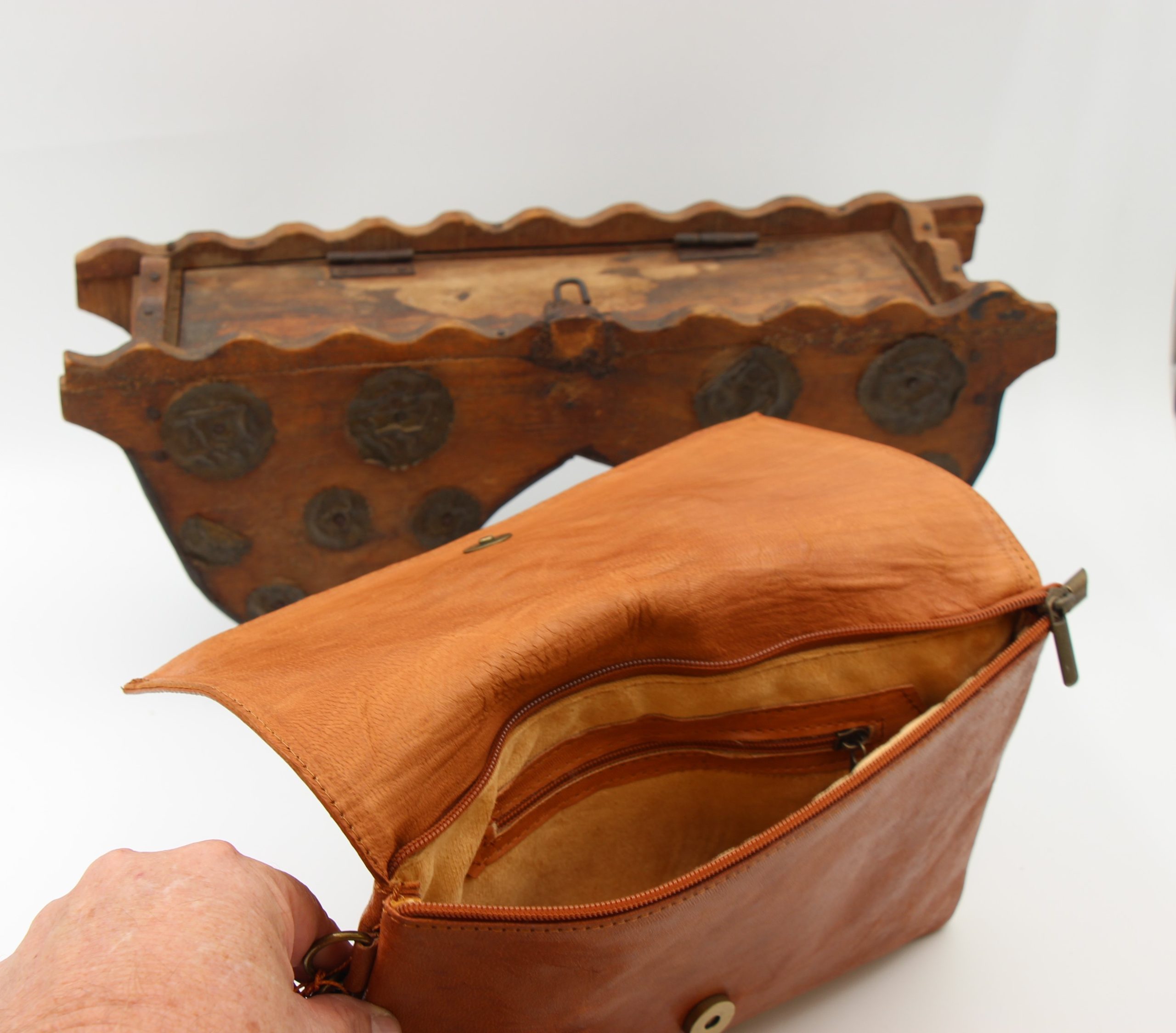 Genuine Moroccan Leather Clutch Purse - Brown 4