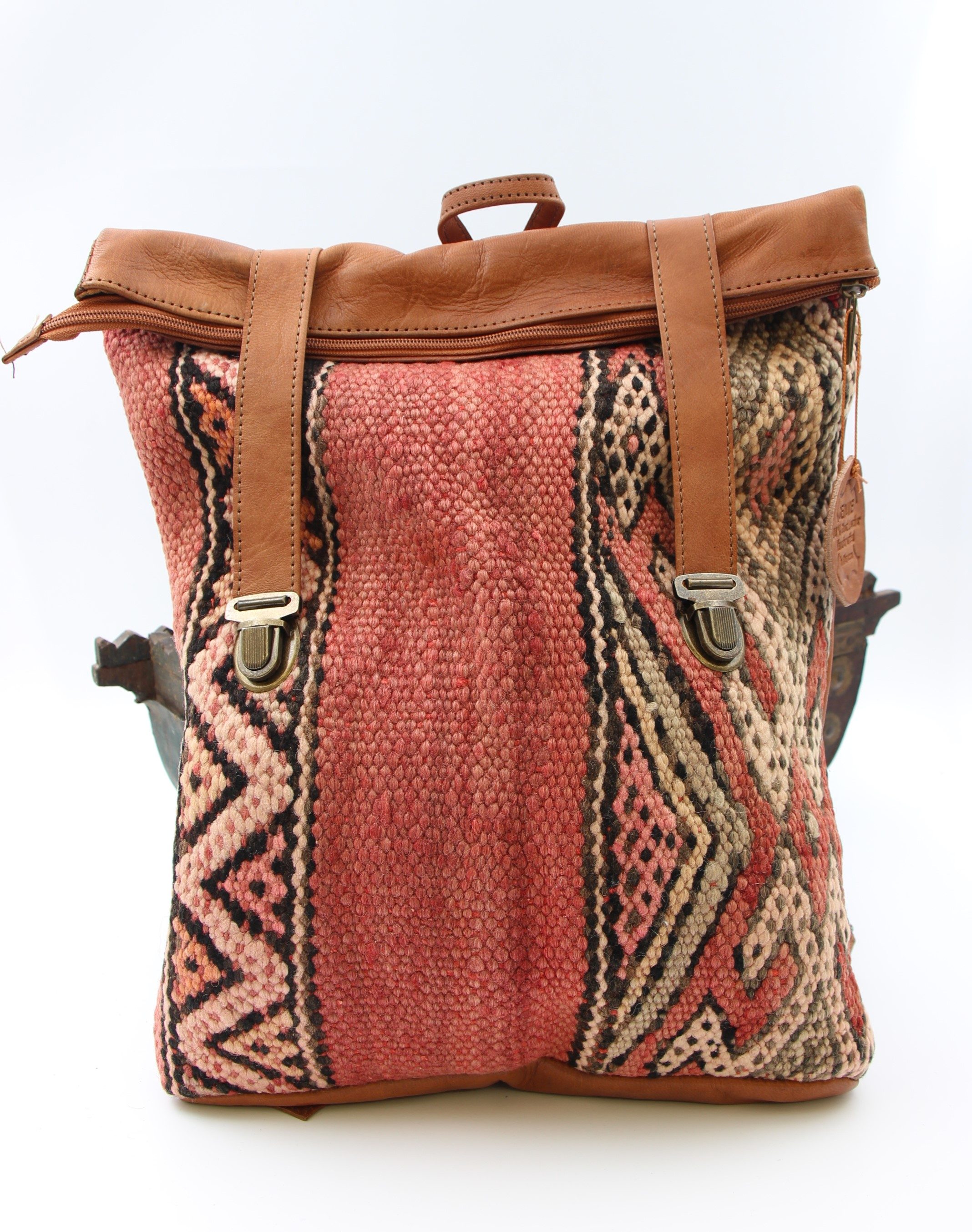Genuine Moroccan Leather & Kilim Back Pack 1A