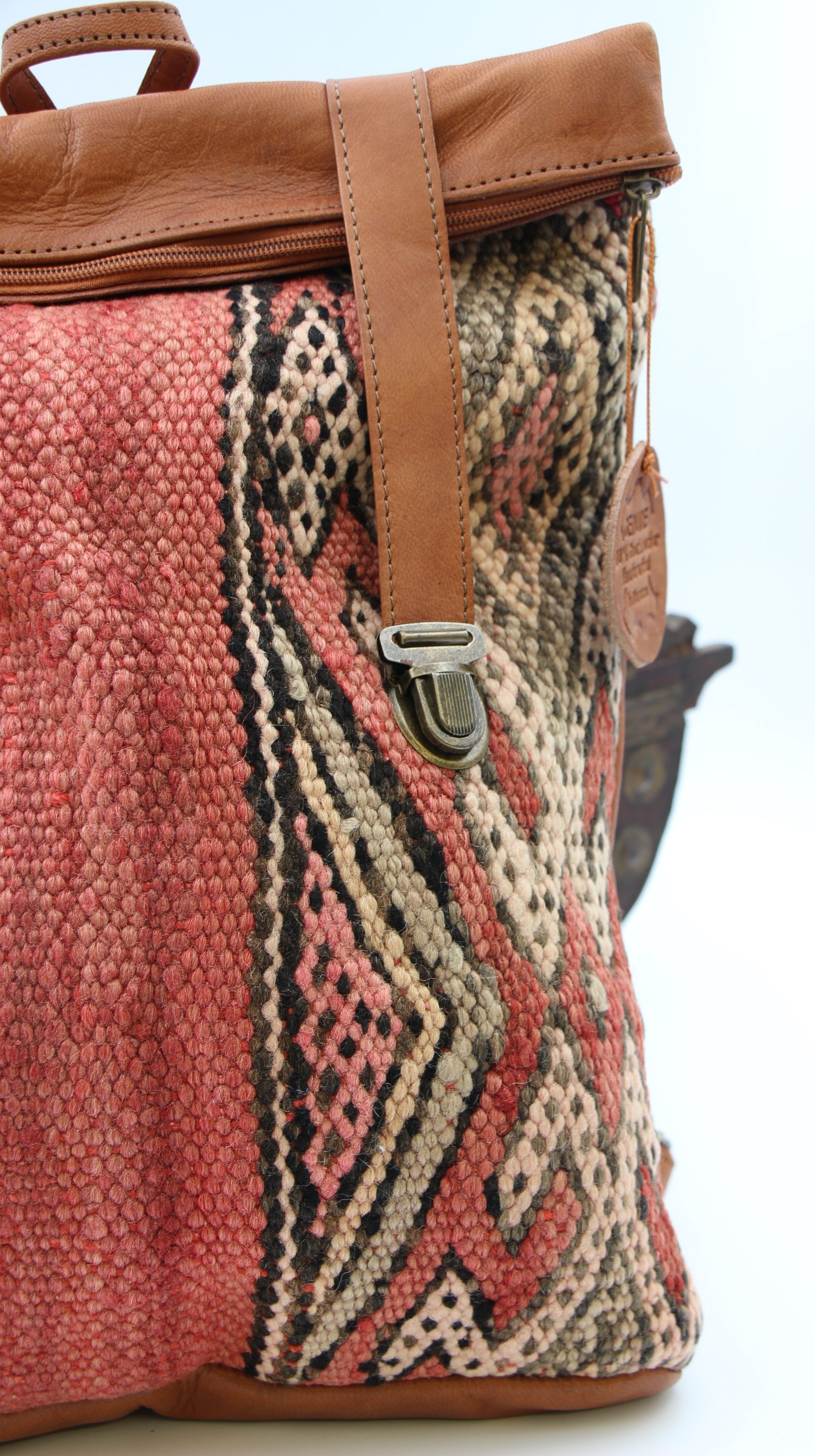 Genuine Moroccan Leather & Kilim Back Pack 1B