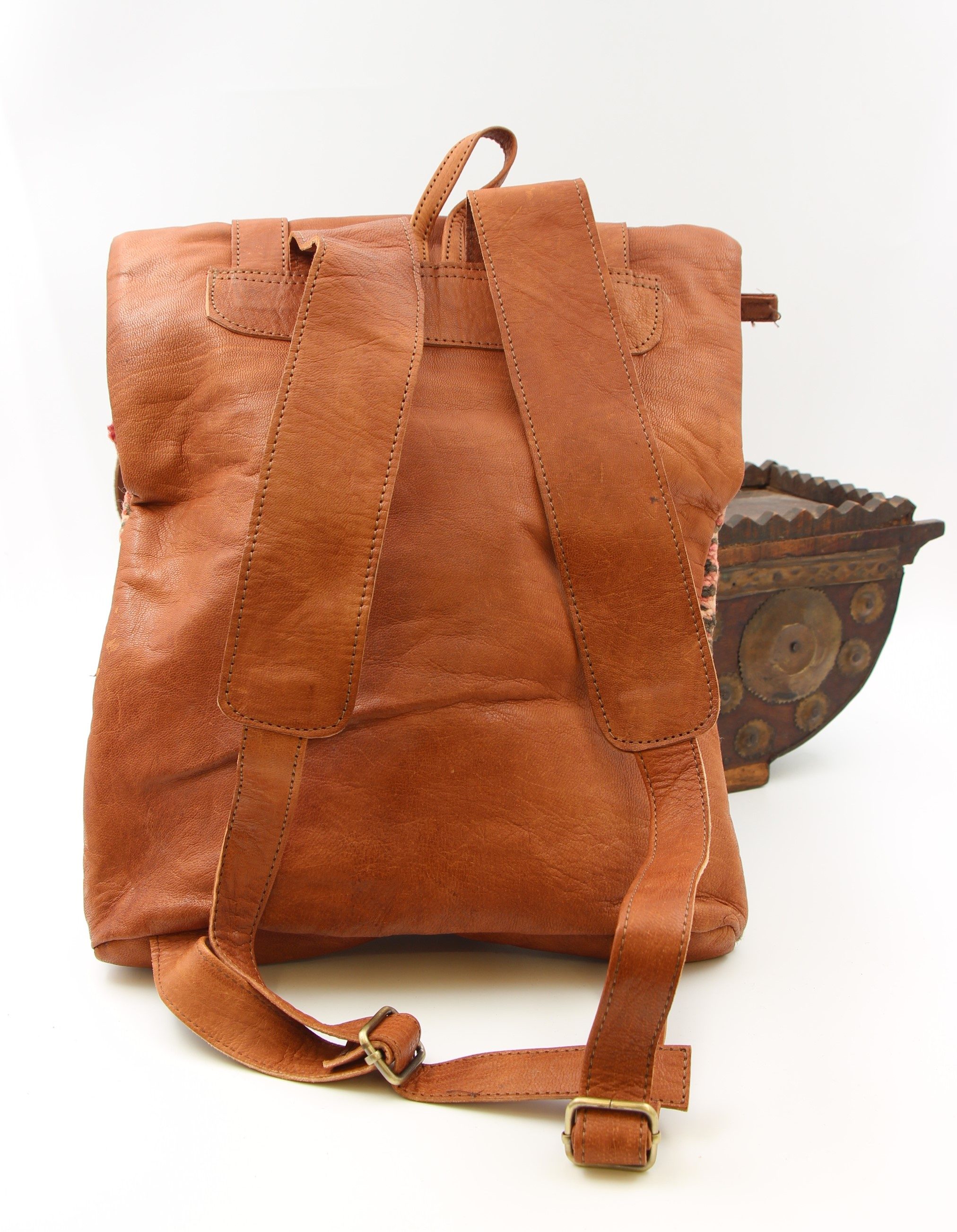 Genuine Moroccan Leather & Kilim Back Pack 2