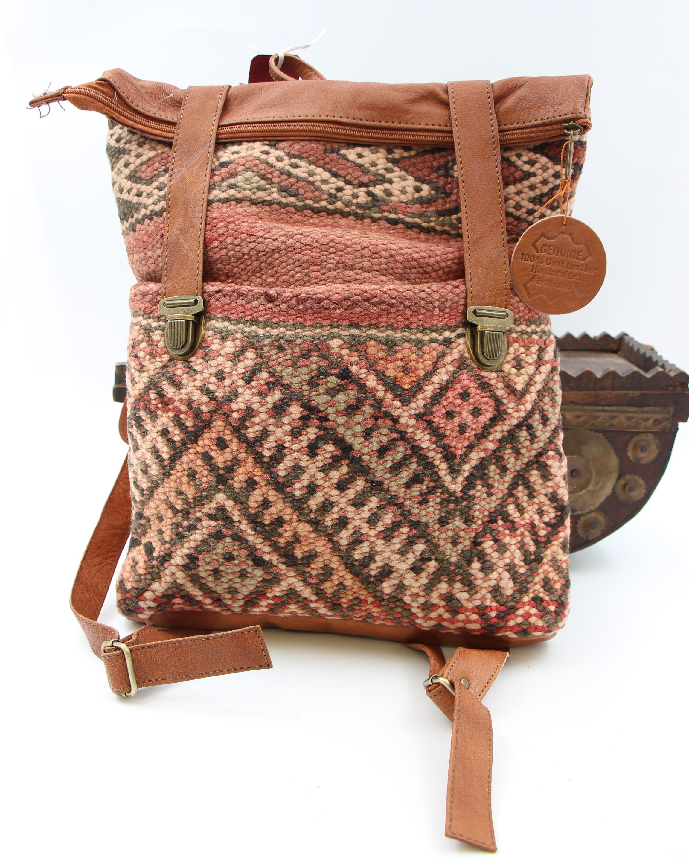 Genuine Moroccan Leather & Kilim Back Pack 3