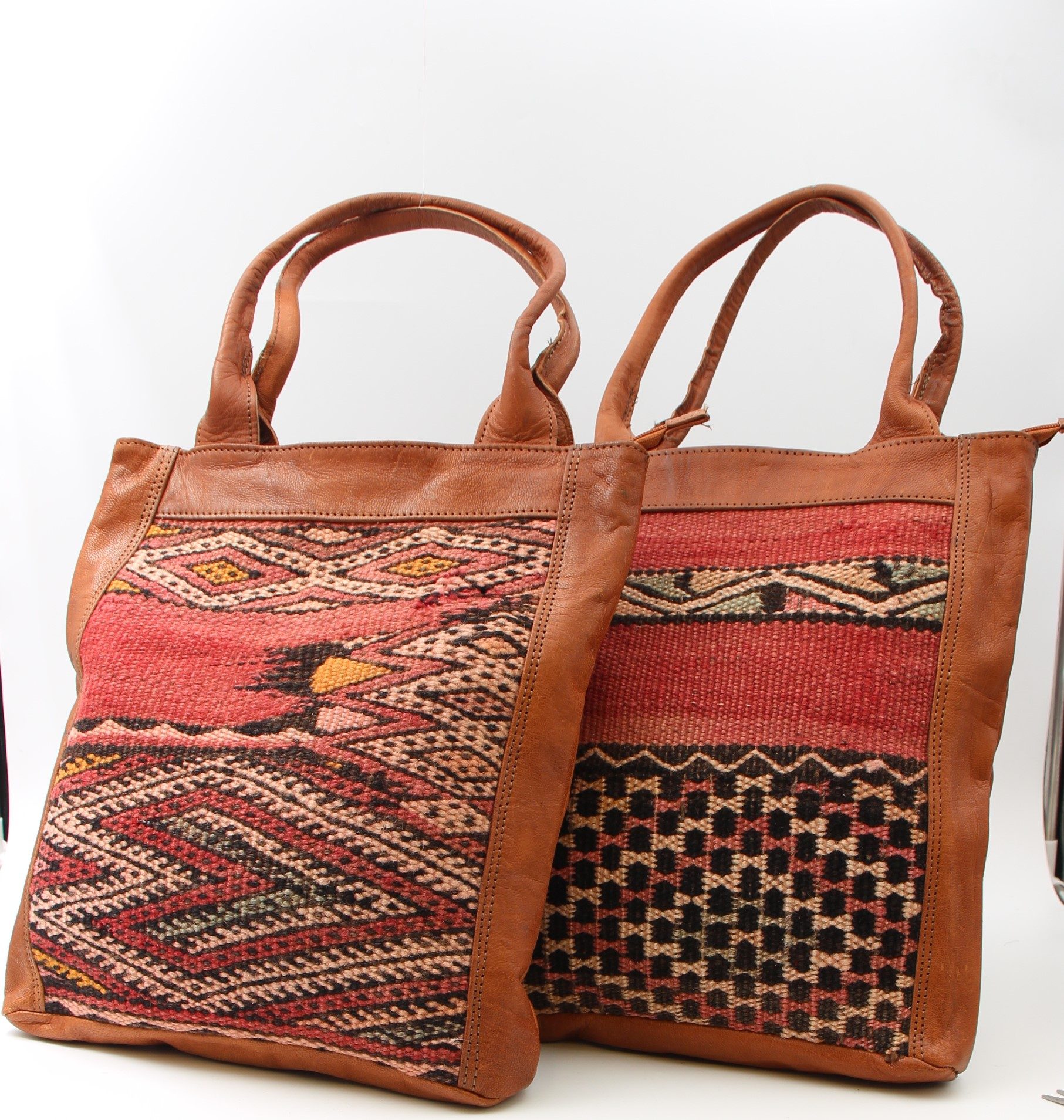 Genuine Moroccan Leather & Kilim Large Handbag 10