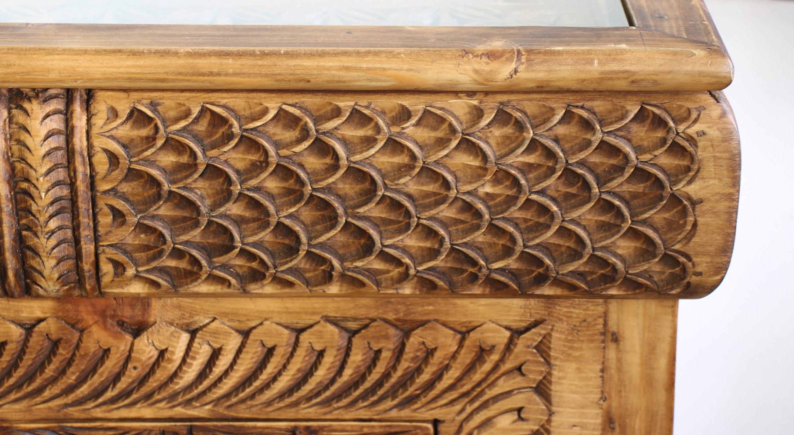 Hand Carved Buffet Unit With 3 Drawers - 5